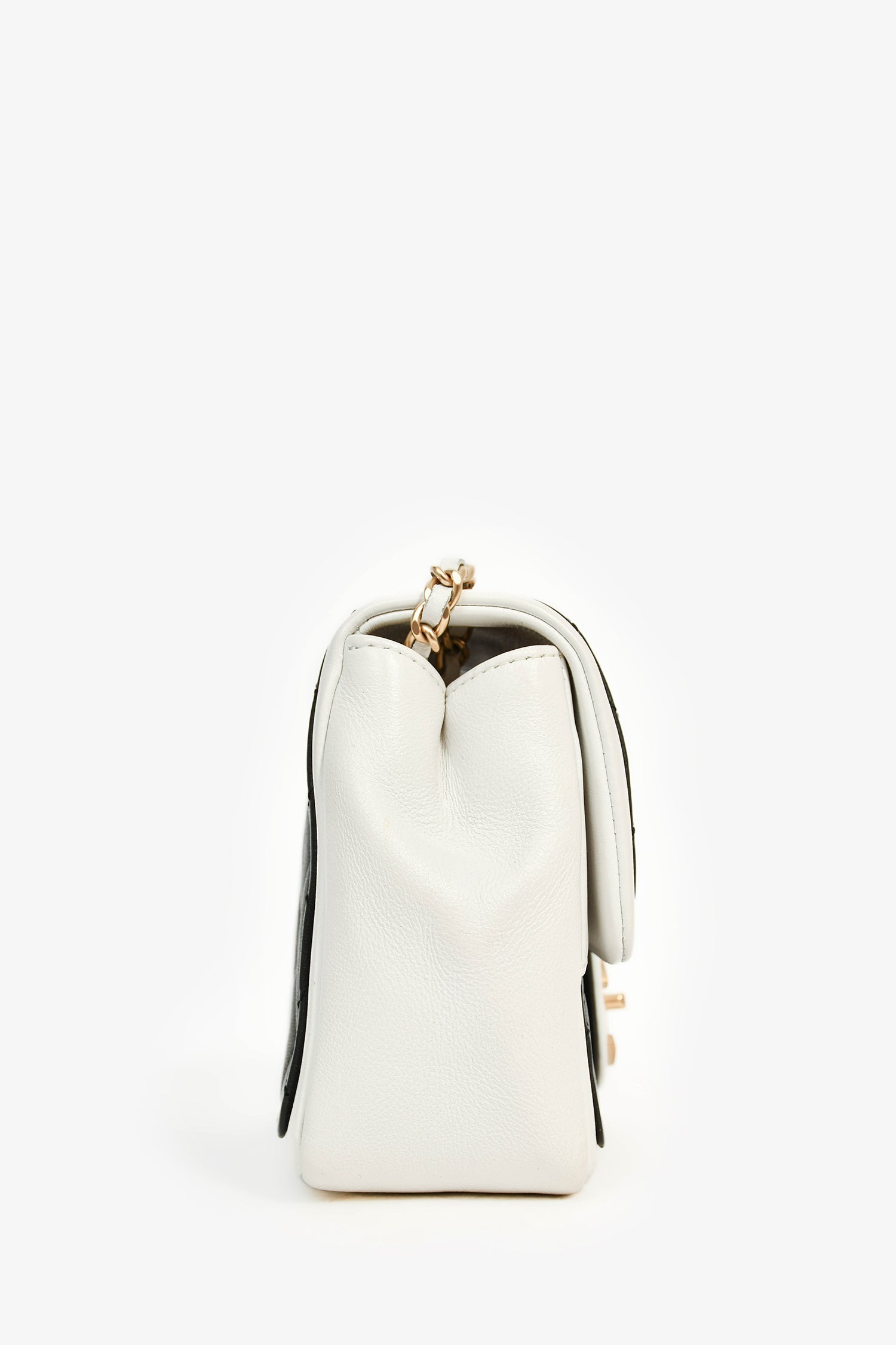 Pre-Loved Chanel™ 2014 Black/White Lambskin Medium Graphic Mini Square Flap Bag