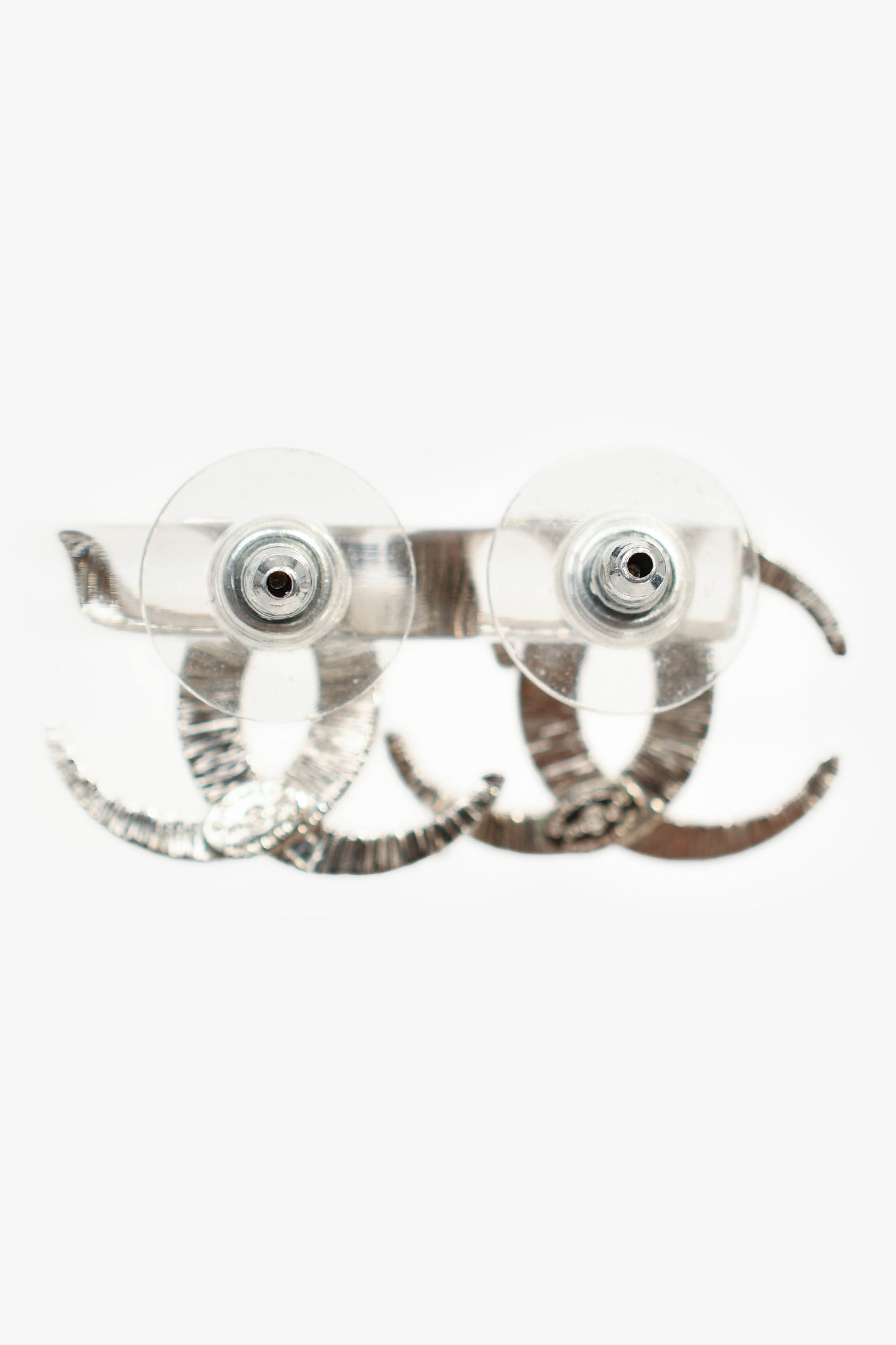 Pre-Loved Chanel™ 2015 Silver Tone Crystal Embellished CC Stud Earrings