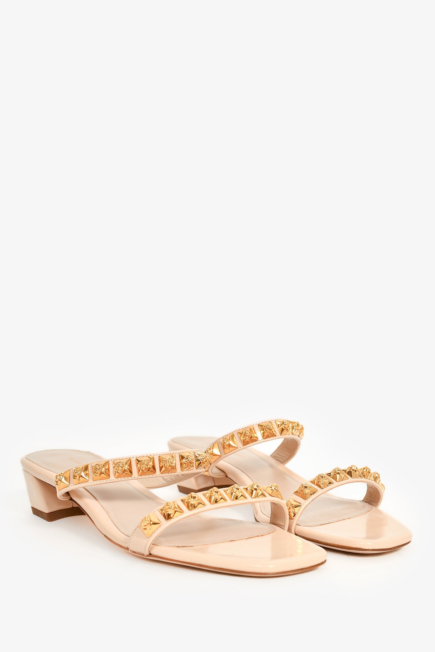 Stuart Weitzman Pink Leather Gold Studded Sandals Size 39