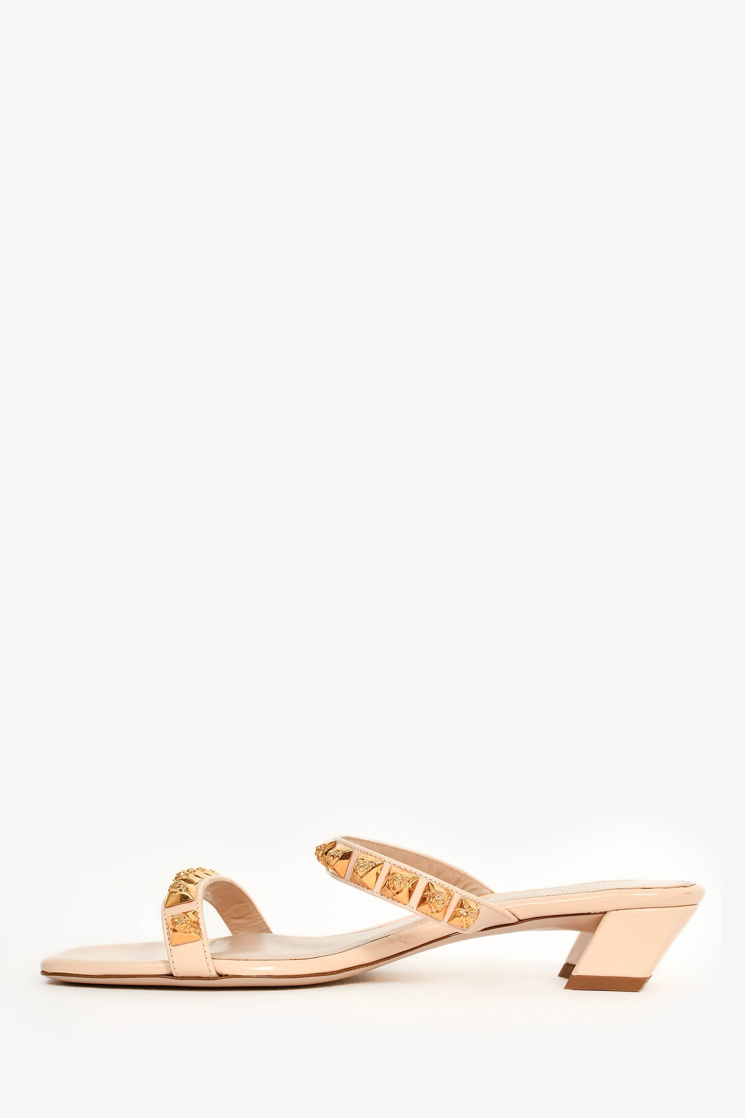 Stuart Weitzman Pink Leather Gold Studded Sandals Size 39