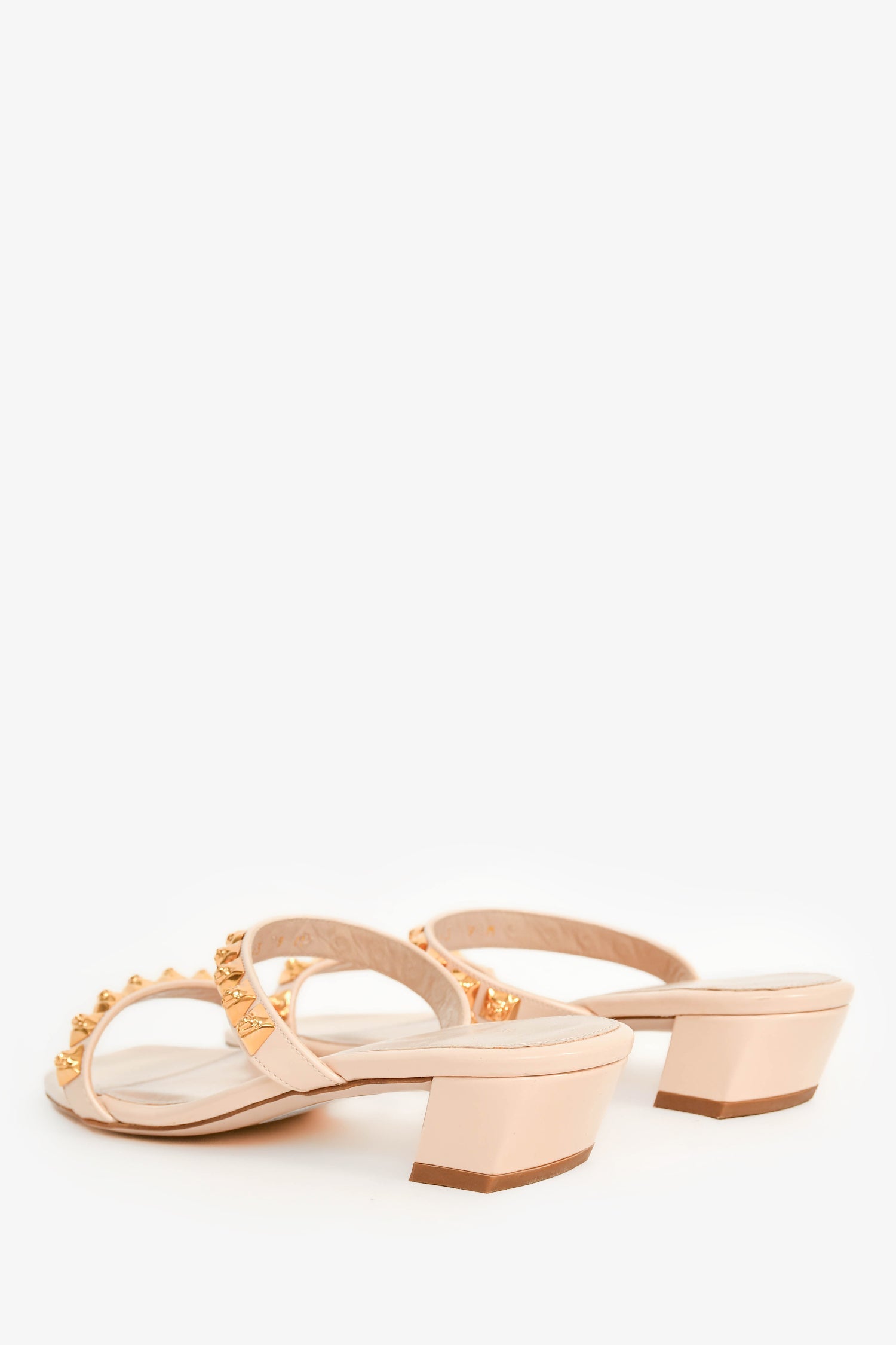 Stuart Weitzman Pink Leather Gold Studded Sandals Size 39