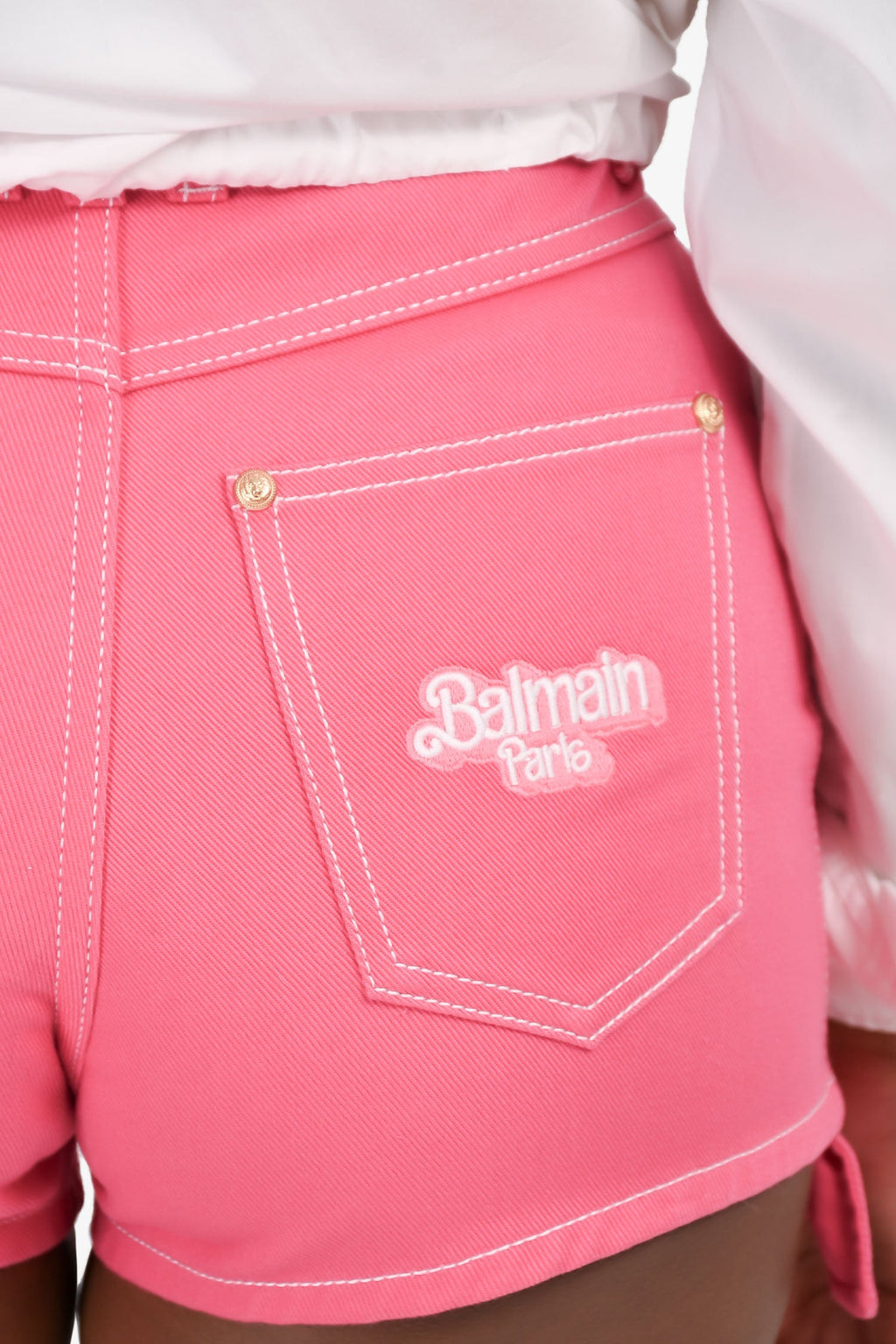 Balmain x Barbie Pink Denim Shorts Size 34