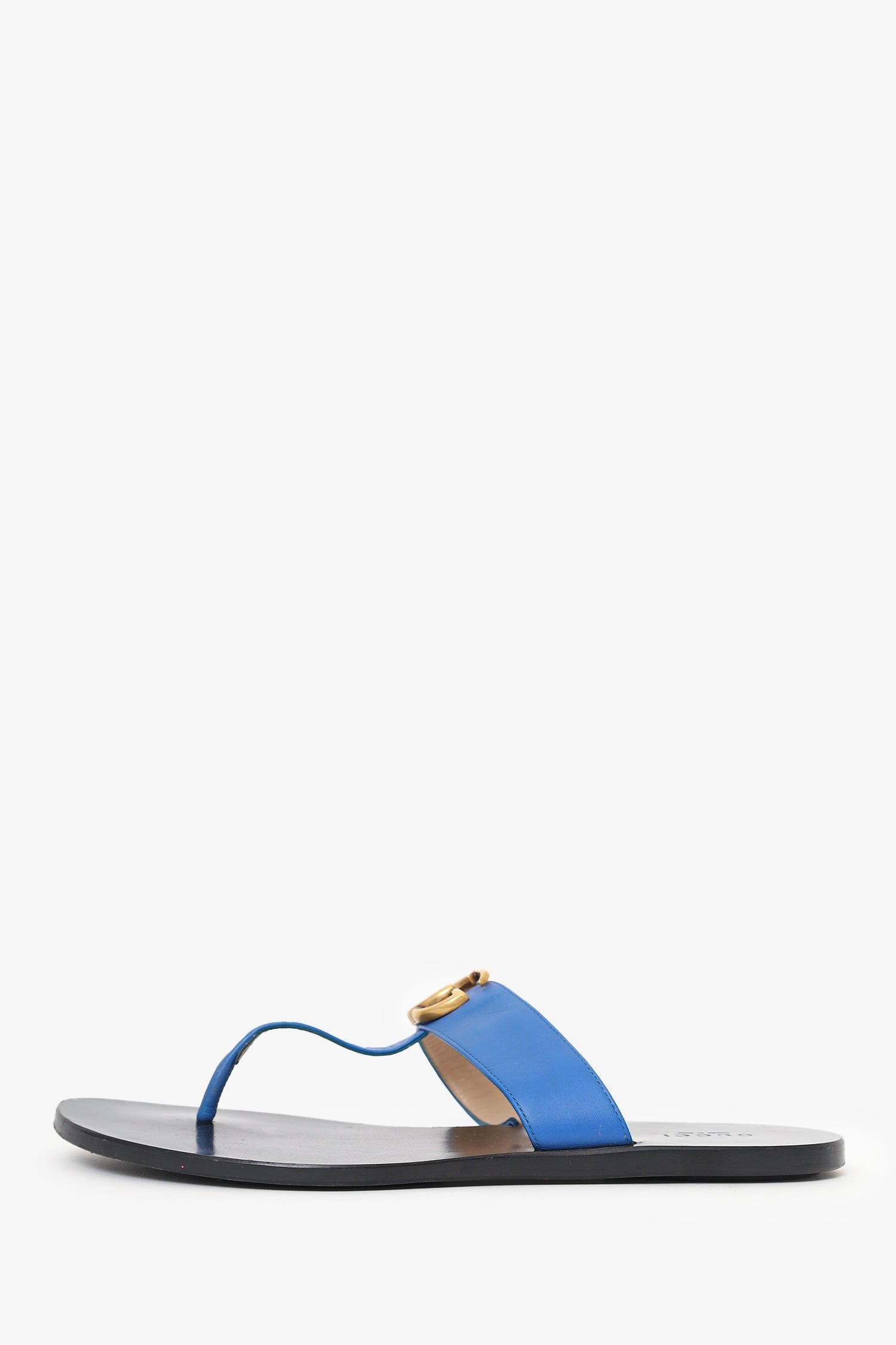 Gucci Blue Leather 'GG' Marmont Sandals Size 39.5