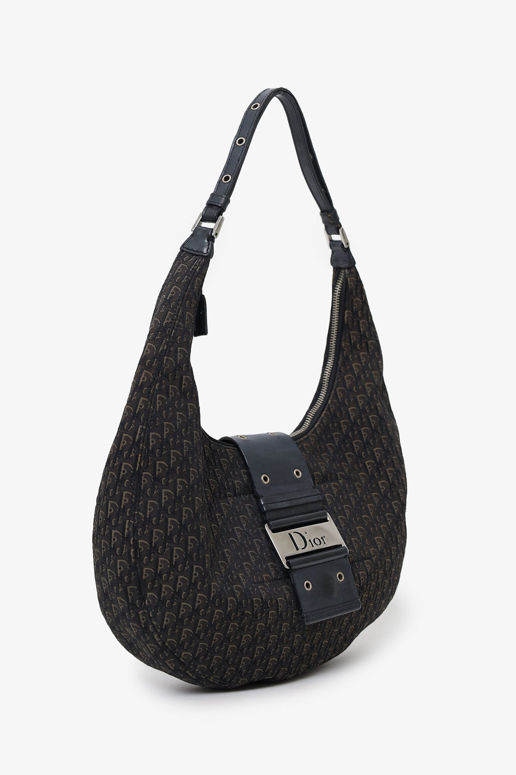 Christian Dior 2005 Black Diorissimo Canvas and Leather Street Chic Crossbody