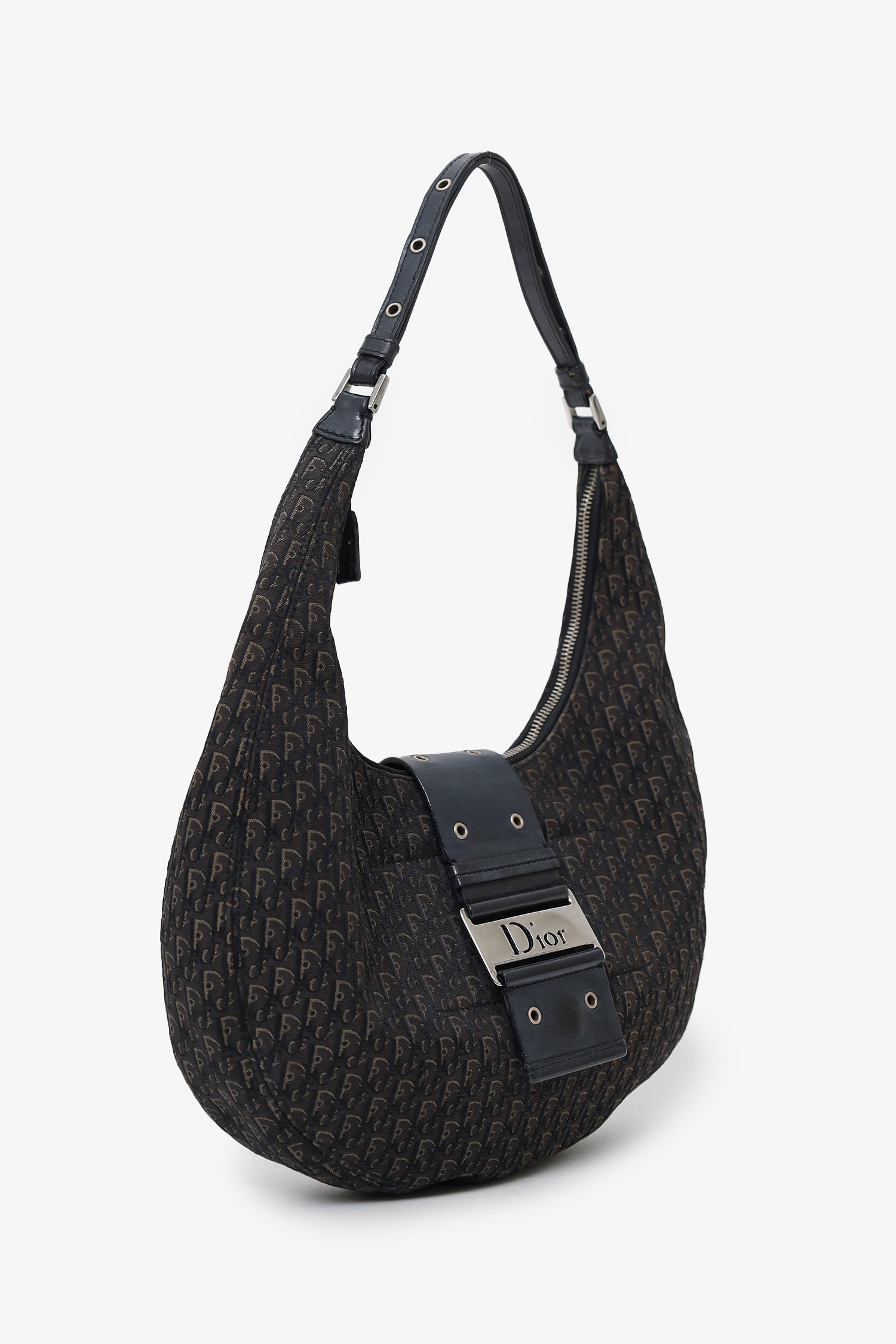 Christian Dior 2005 Black Diorissimo Canvas and Leather Street Chic Crossbody