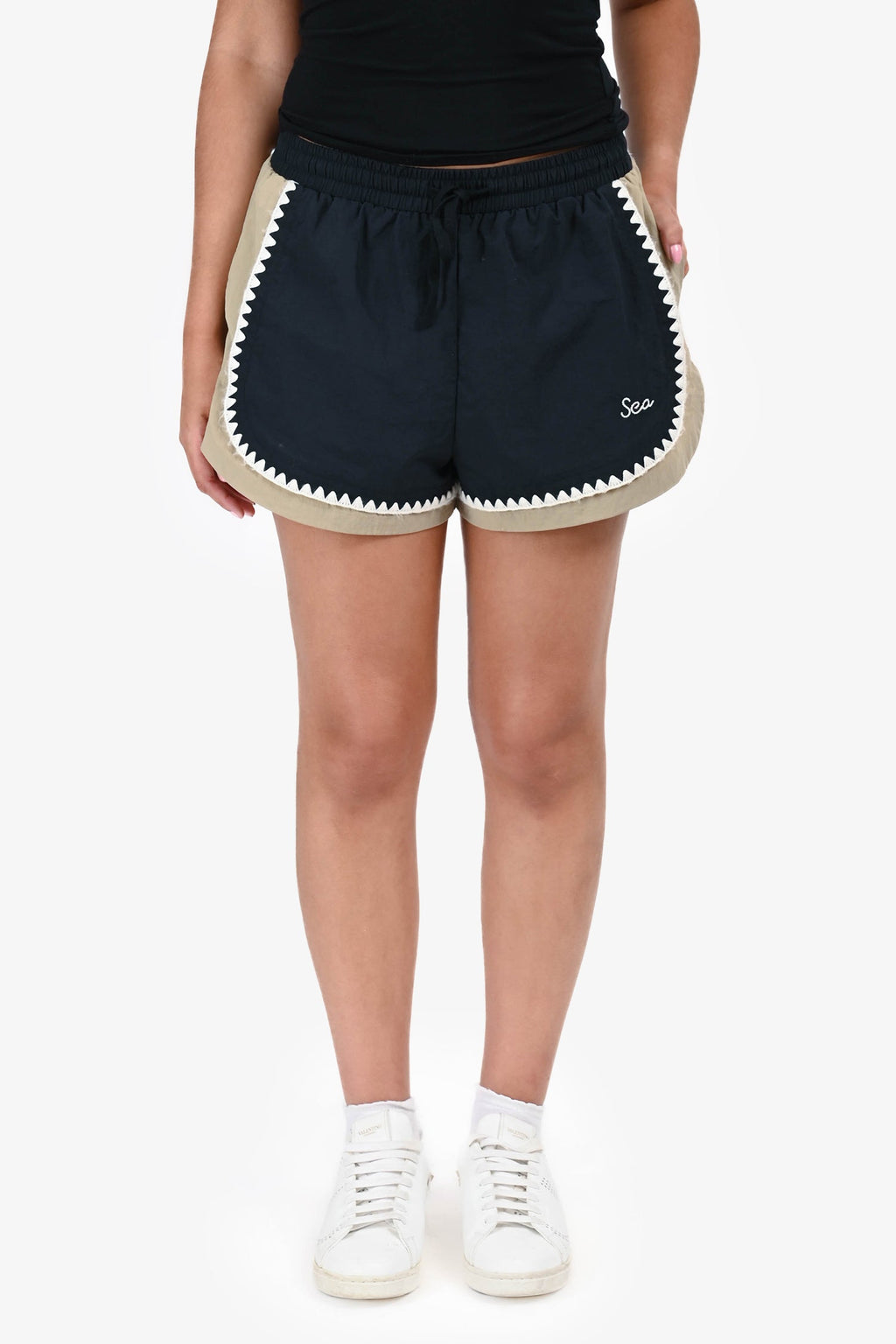 Sea New York Black/Taupe Nylon Shorts Size S
