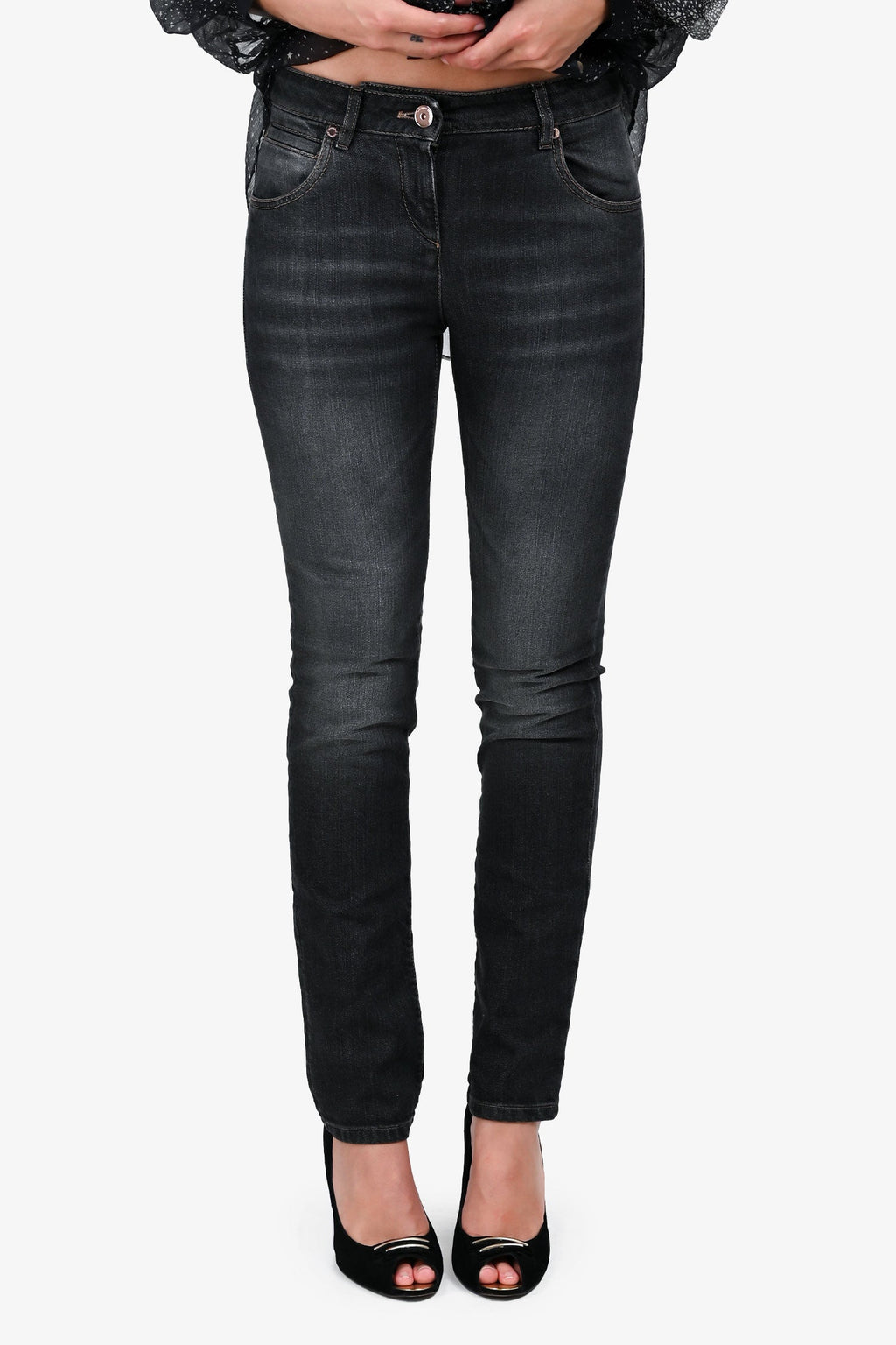 Brunello Cucinelli Grey Wash Skinny Fit Jeans Size 4
