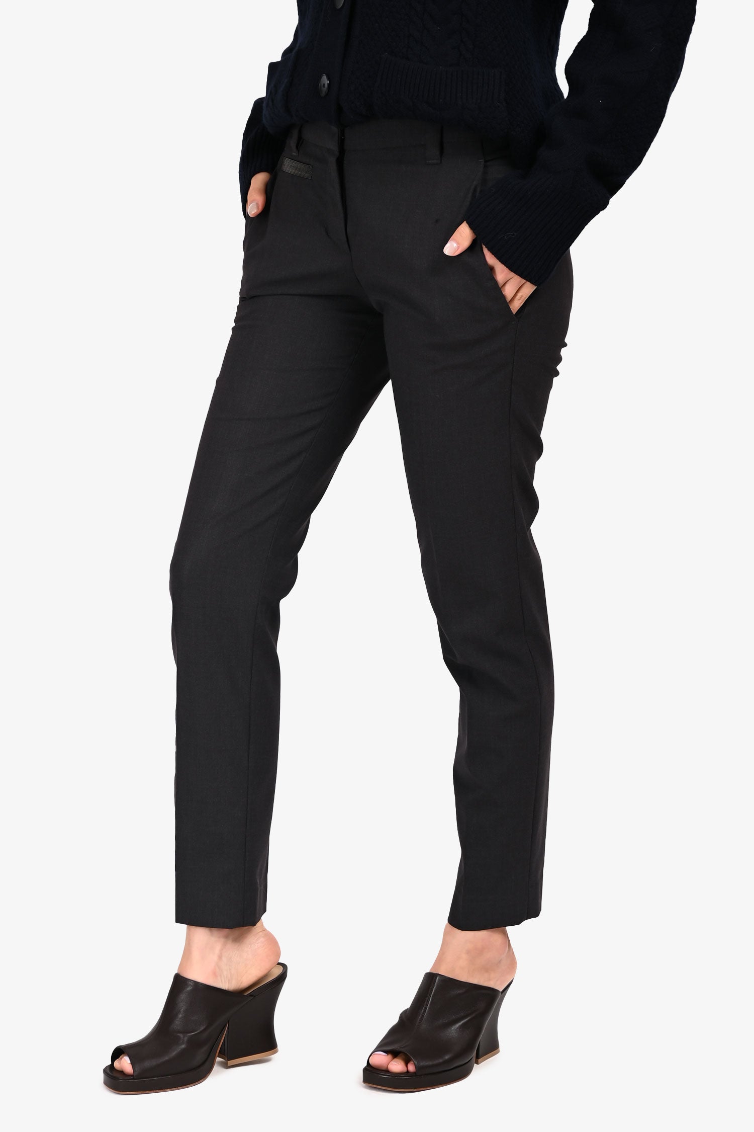 Brunello Cucinelli Dark Grey Beaded Pocket Trousers Size 2