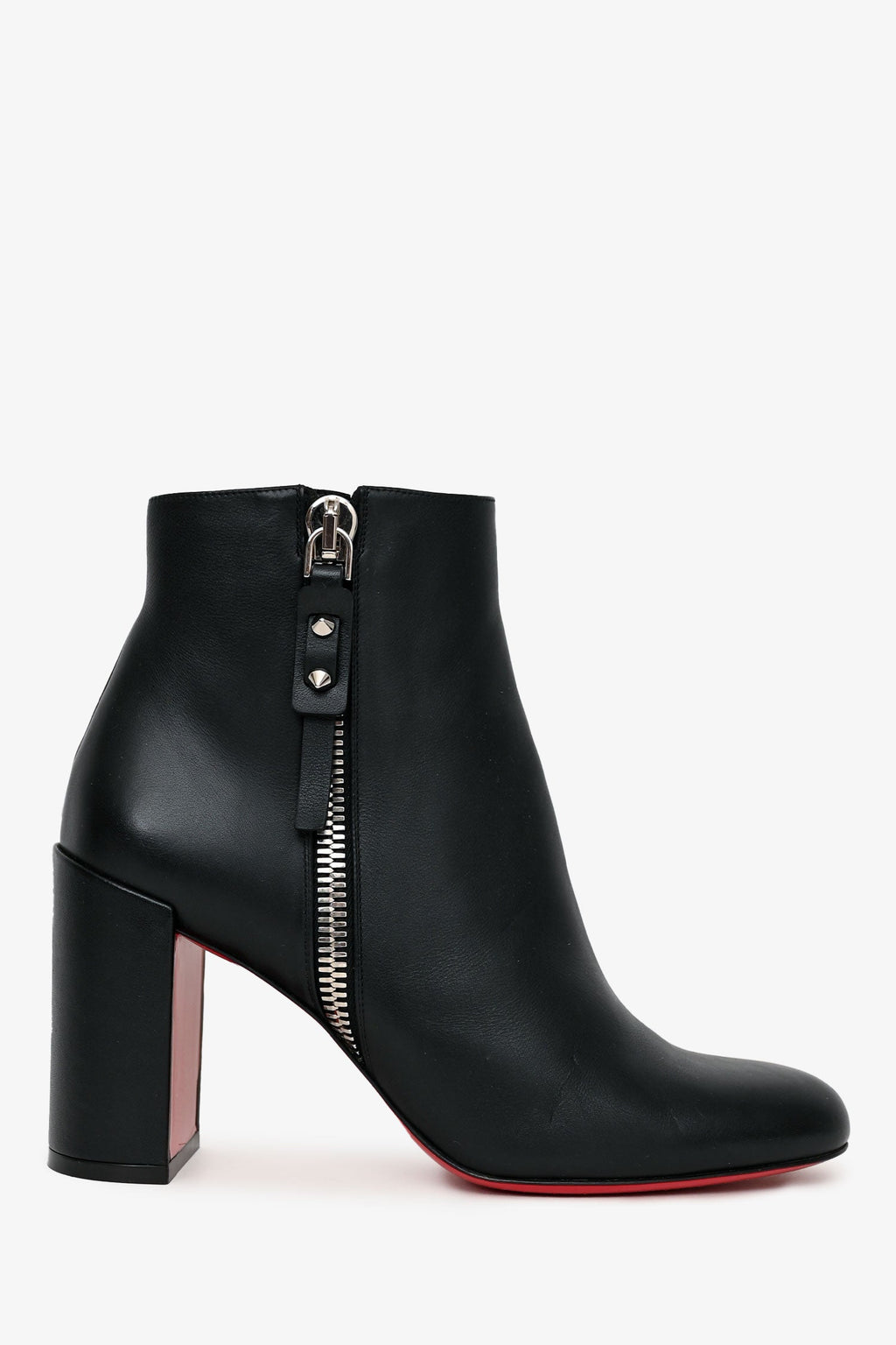 Christian Louboutin Black Leather Zip Up Ankle Boots Size 36.5