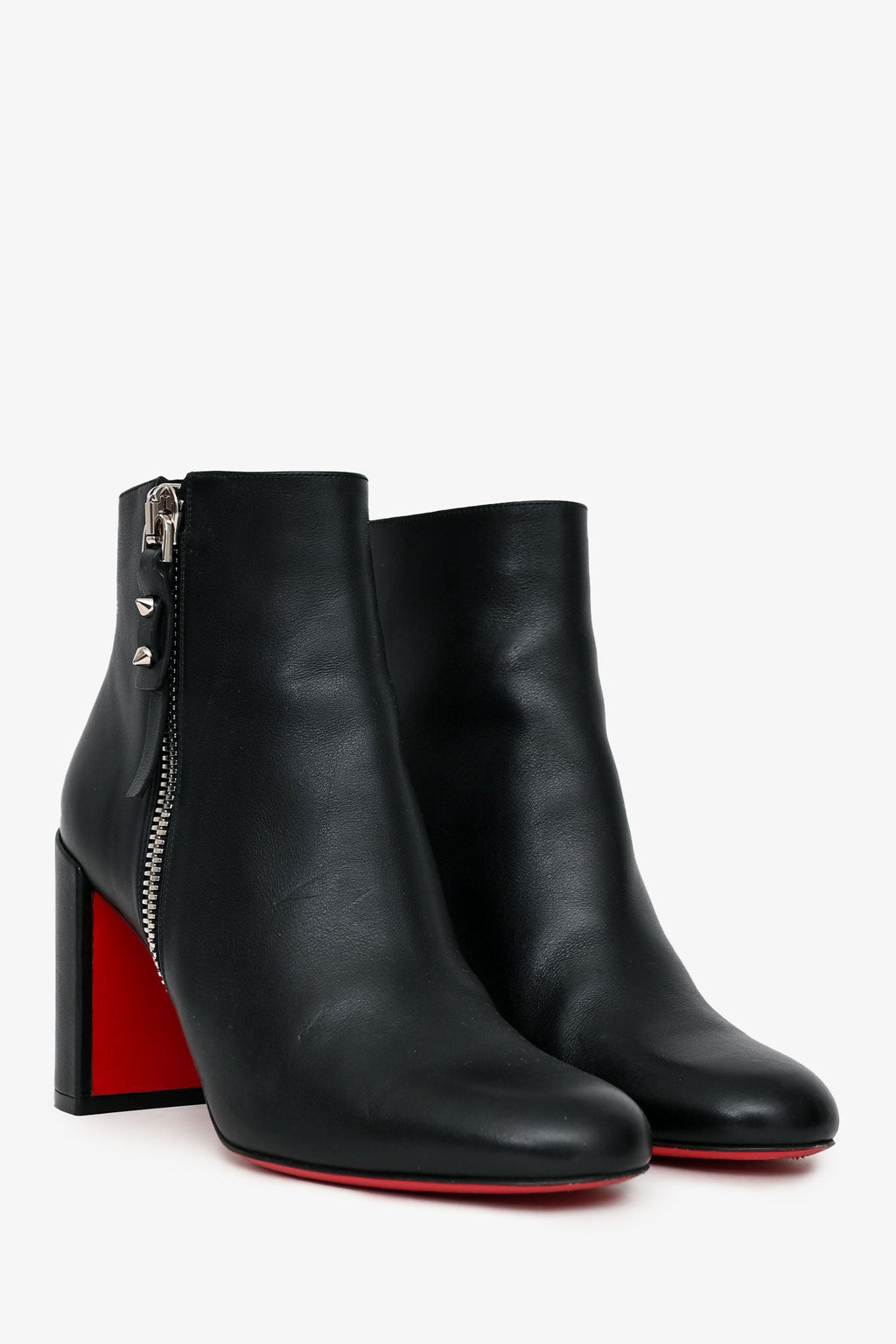 Christian Louboutin Black Leather Zip Up Ankle Boots Size 36.5