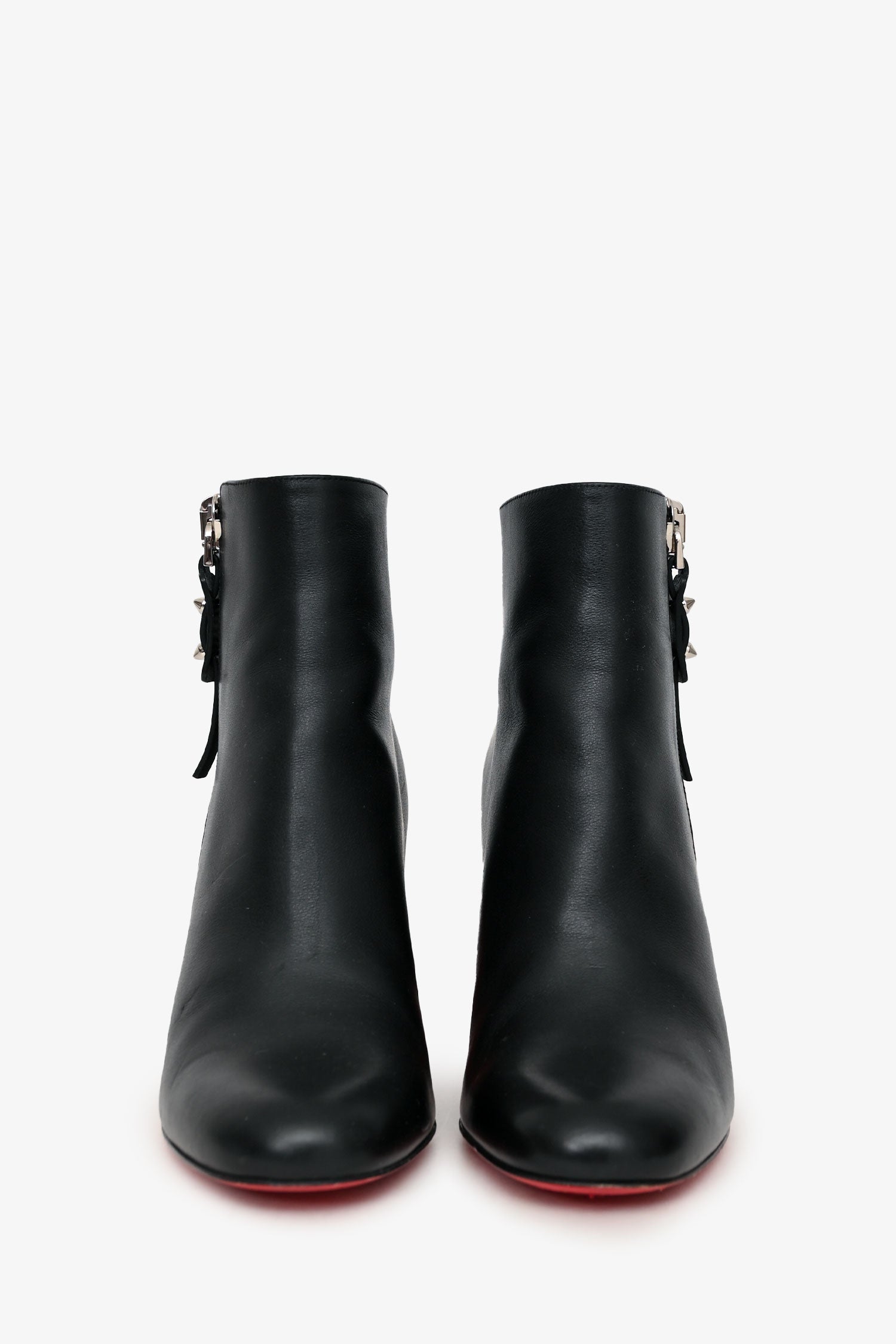 Christian Louboutin Black Leather Zip Up Ankle Boots Size 36.5