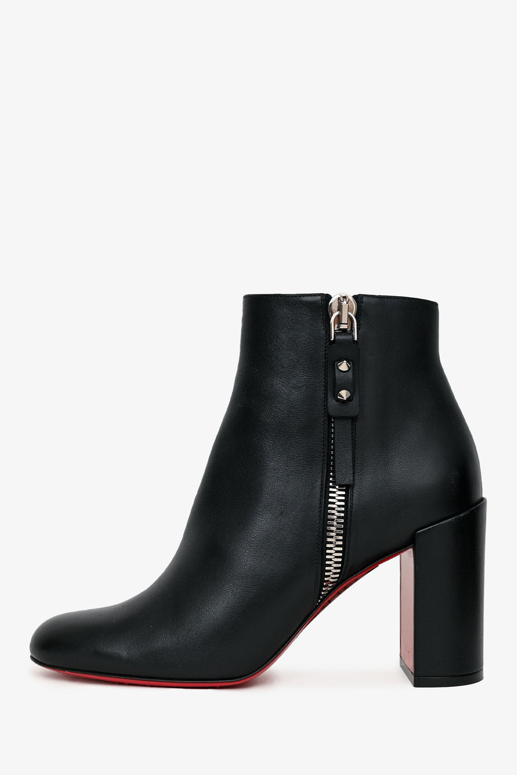 Christian Louboutin Black Leather Zip Up Ankle Boots Size 36.5