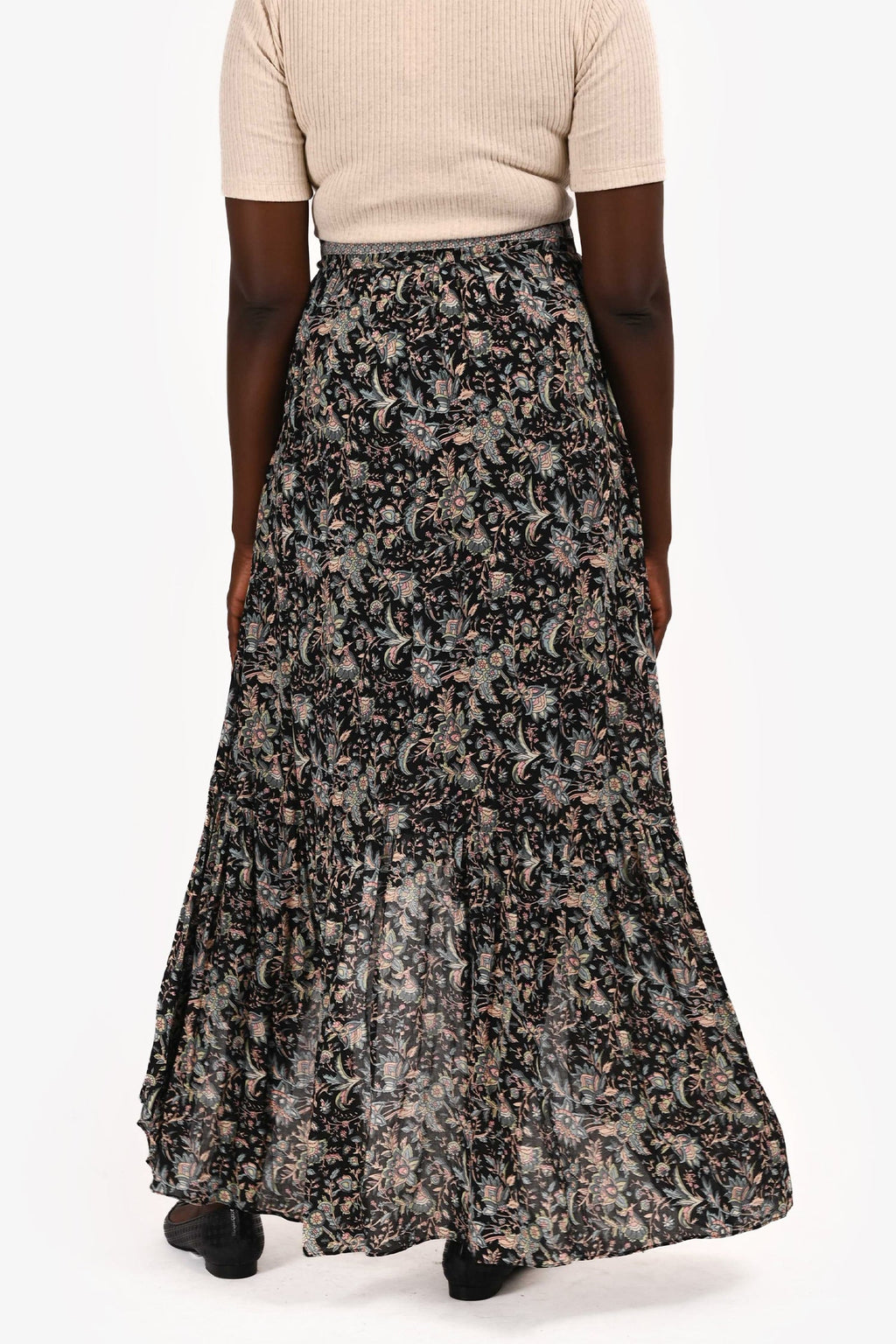 Ba&sh Black Multicolour Paisley Print High Low Hem Skirt Size L