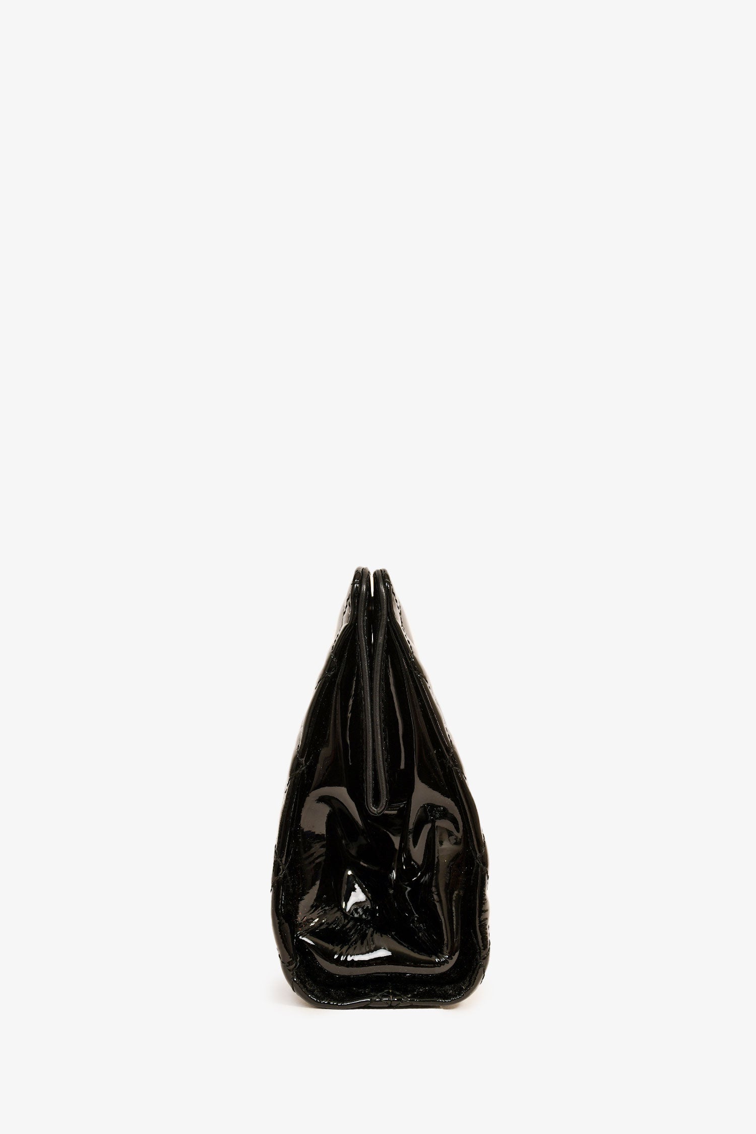 Pre-Loved Chanel™ 2012-13 Black Patent Timeless Frame Clutch