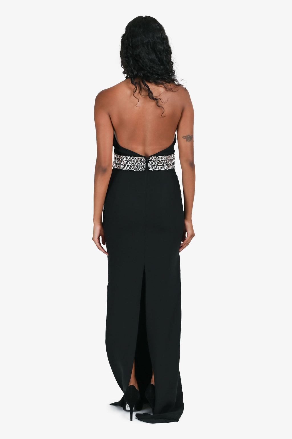 Gucci Black Crystal Embellished Halter Gown Size 38