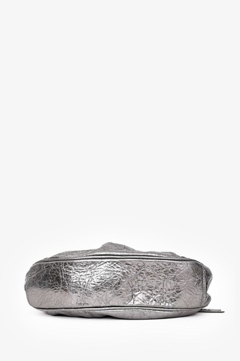 Balenciaga Silver Metallic Leather Studded 'Cagole' Shoulder Bag