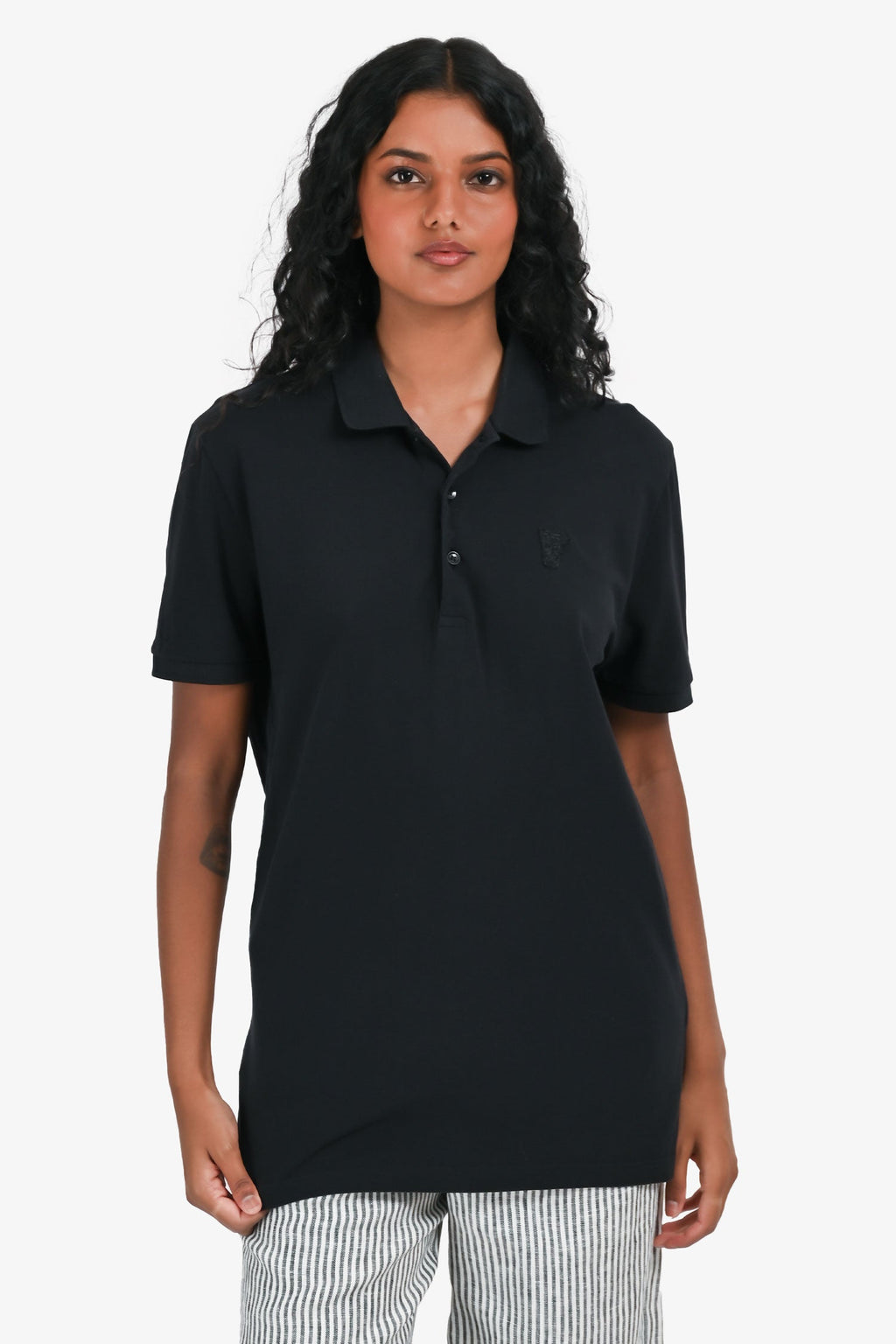 Versace Black Medusa Embroidered Polo Shirt Size S