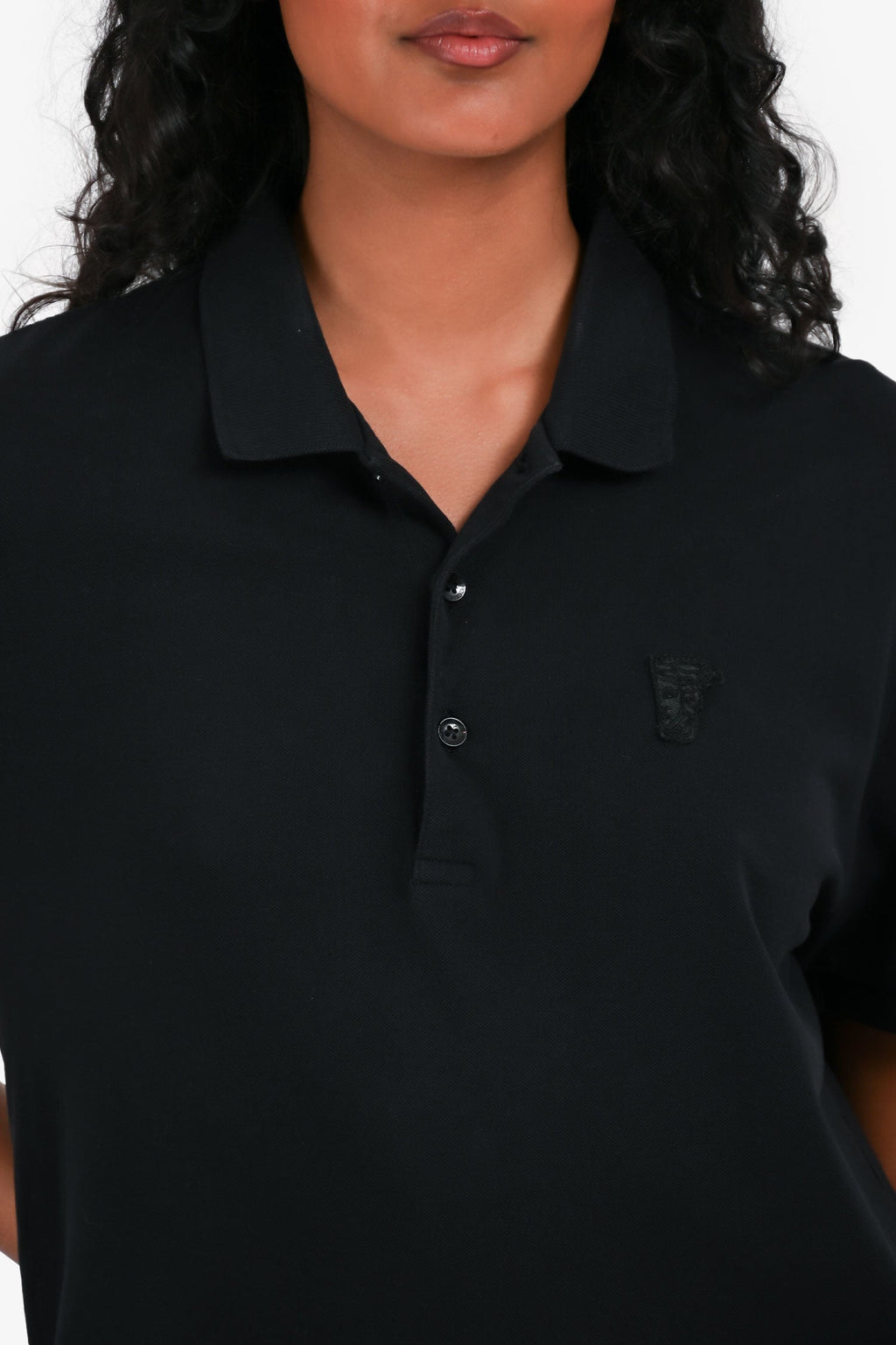 Versace Black Medusa Embroidered Polo Shirt Size S