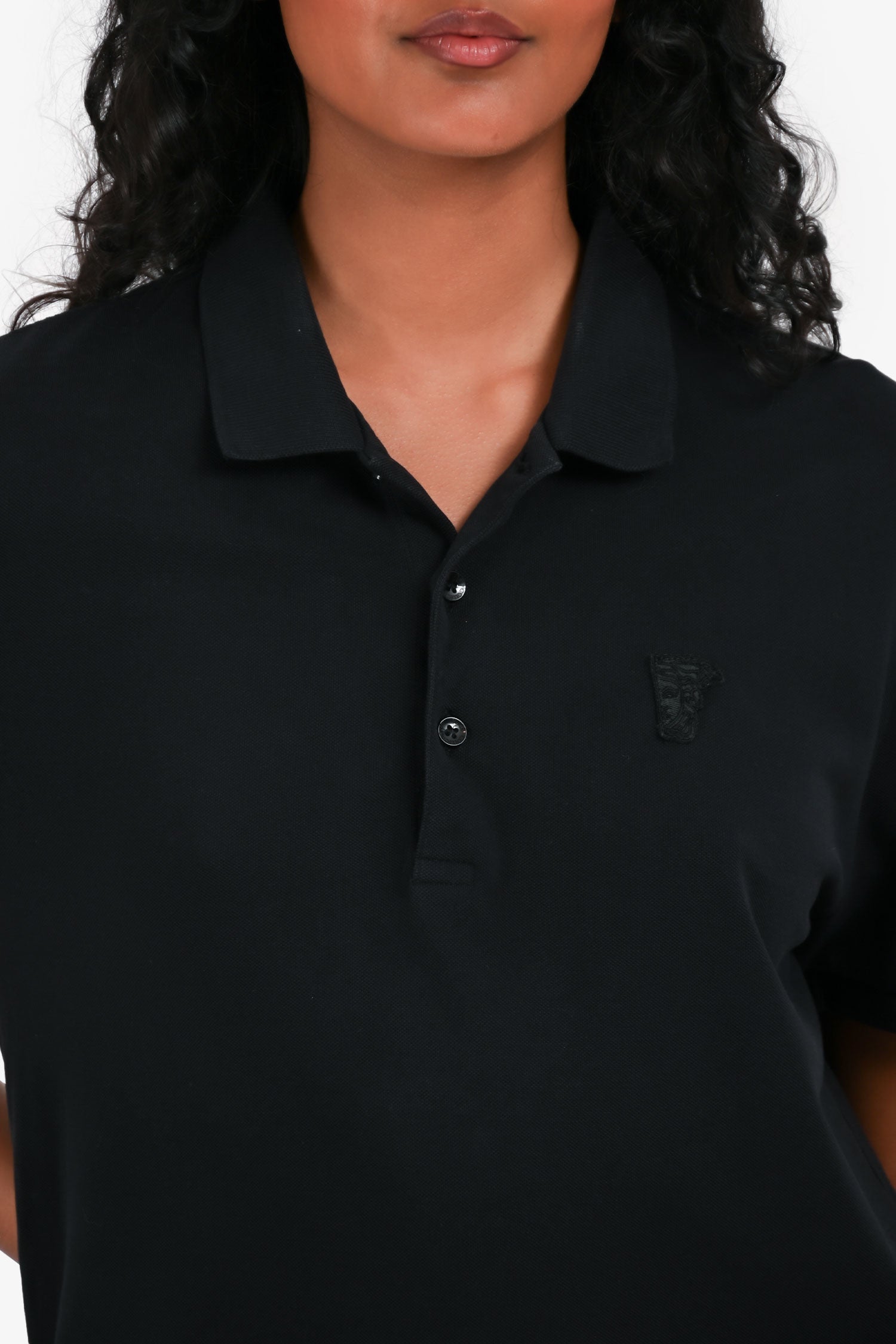 Versace Black Medusa Embroidered Polo Shirt Size S