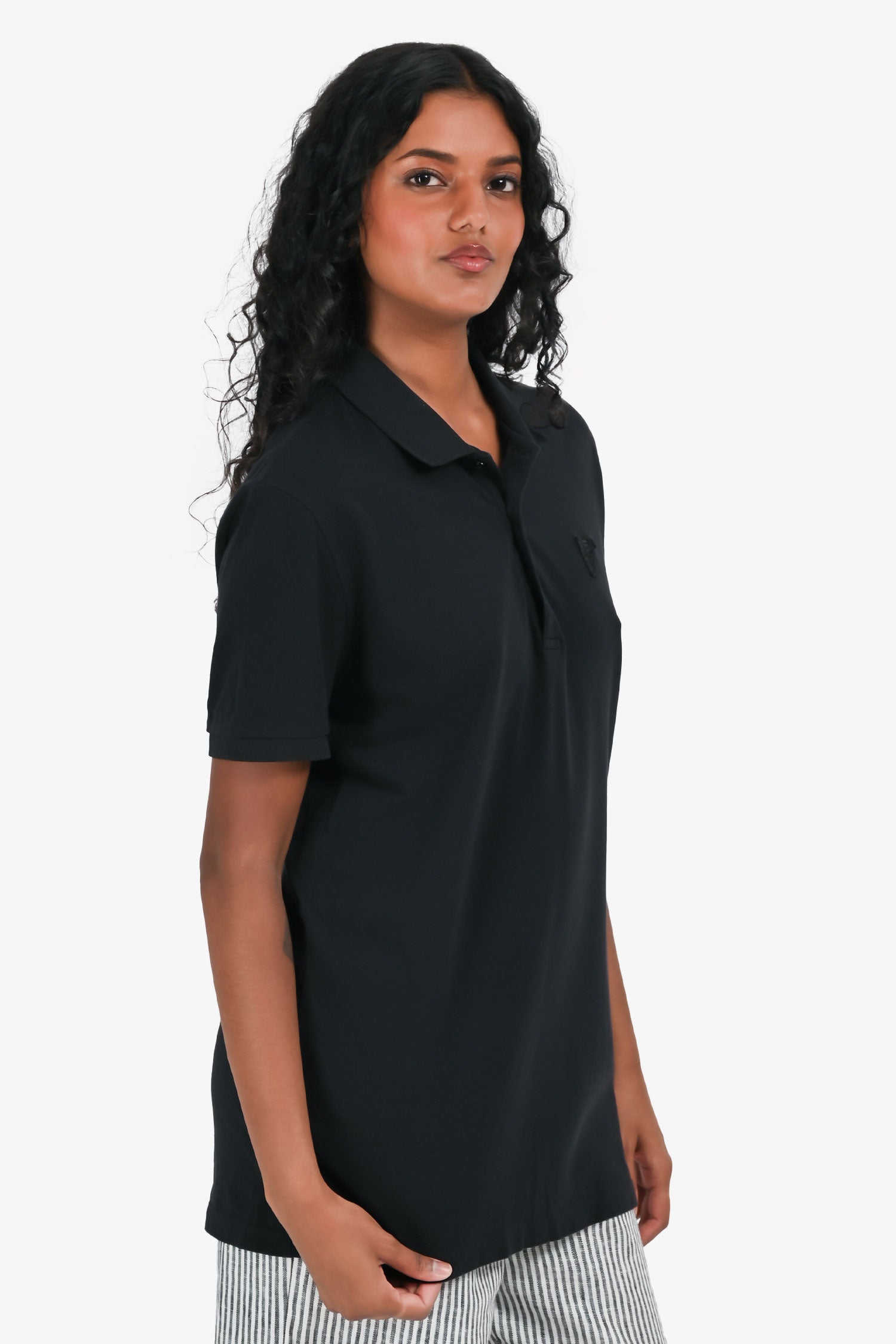 Versace Black Medusa Embroidered Polo Shirt Size S