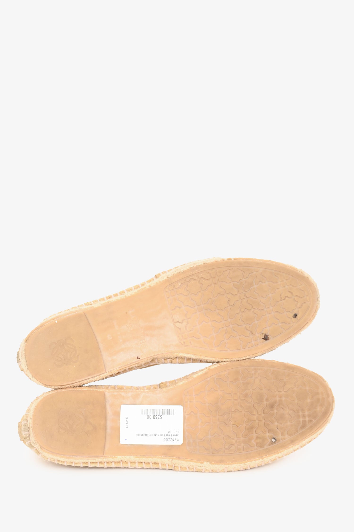 Loewe Beige Suede Leather Espadrilles Flats Size 40