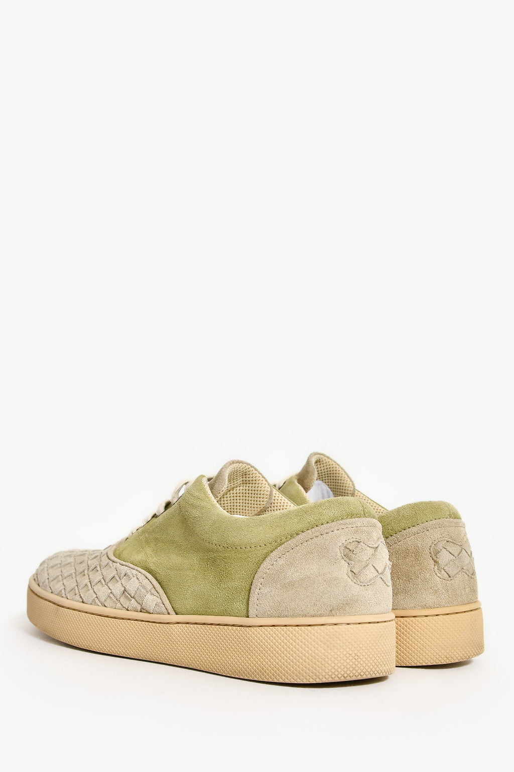 Bottega Veneta Green Suede Leather Intrecciato Sneakers Size 40
