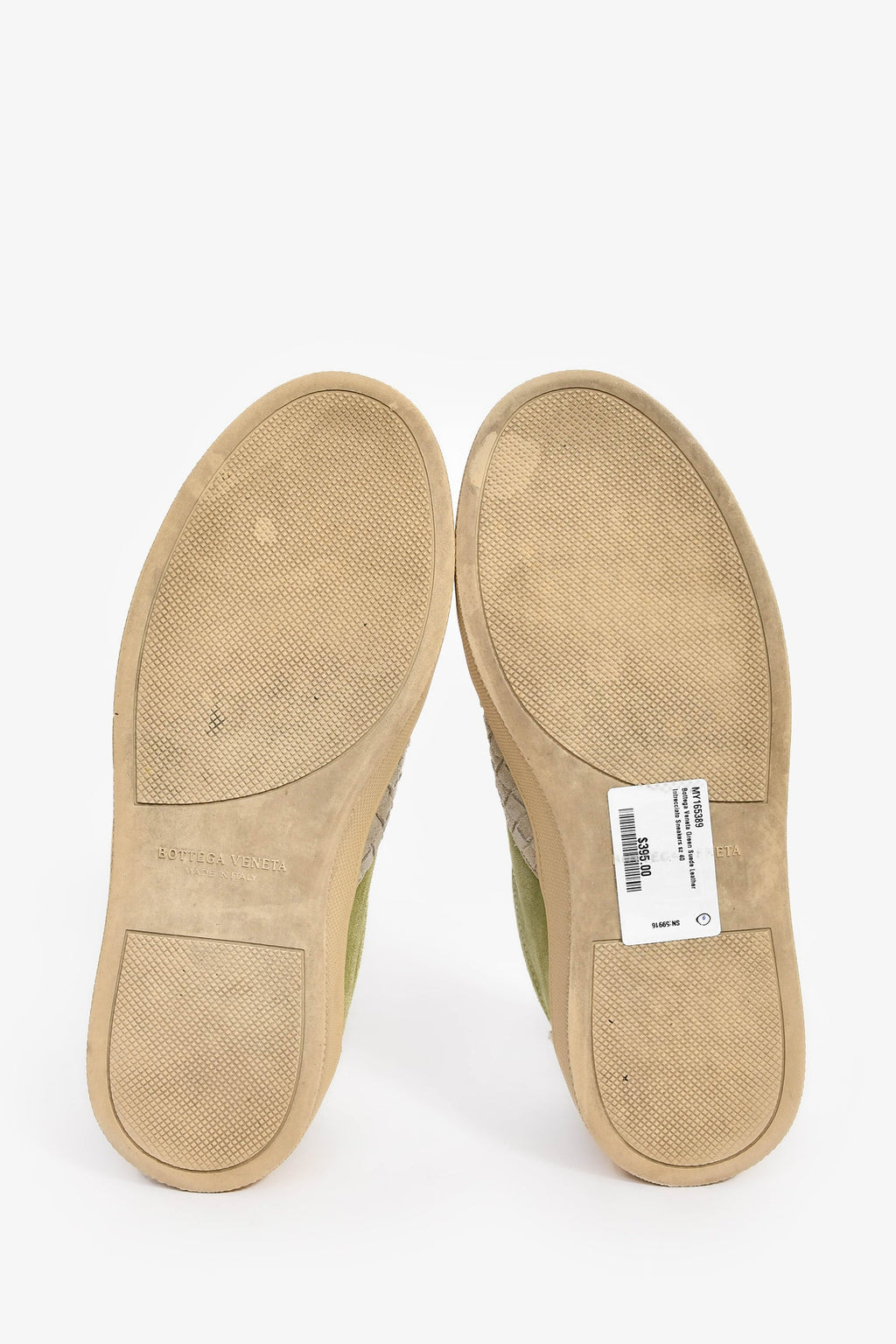 Bottega Veneta Green Suede Leather Intrecciato Sneakers Size 40