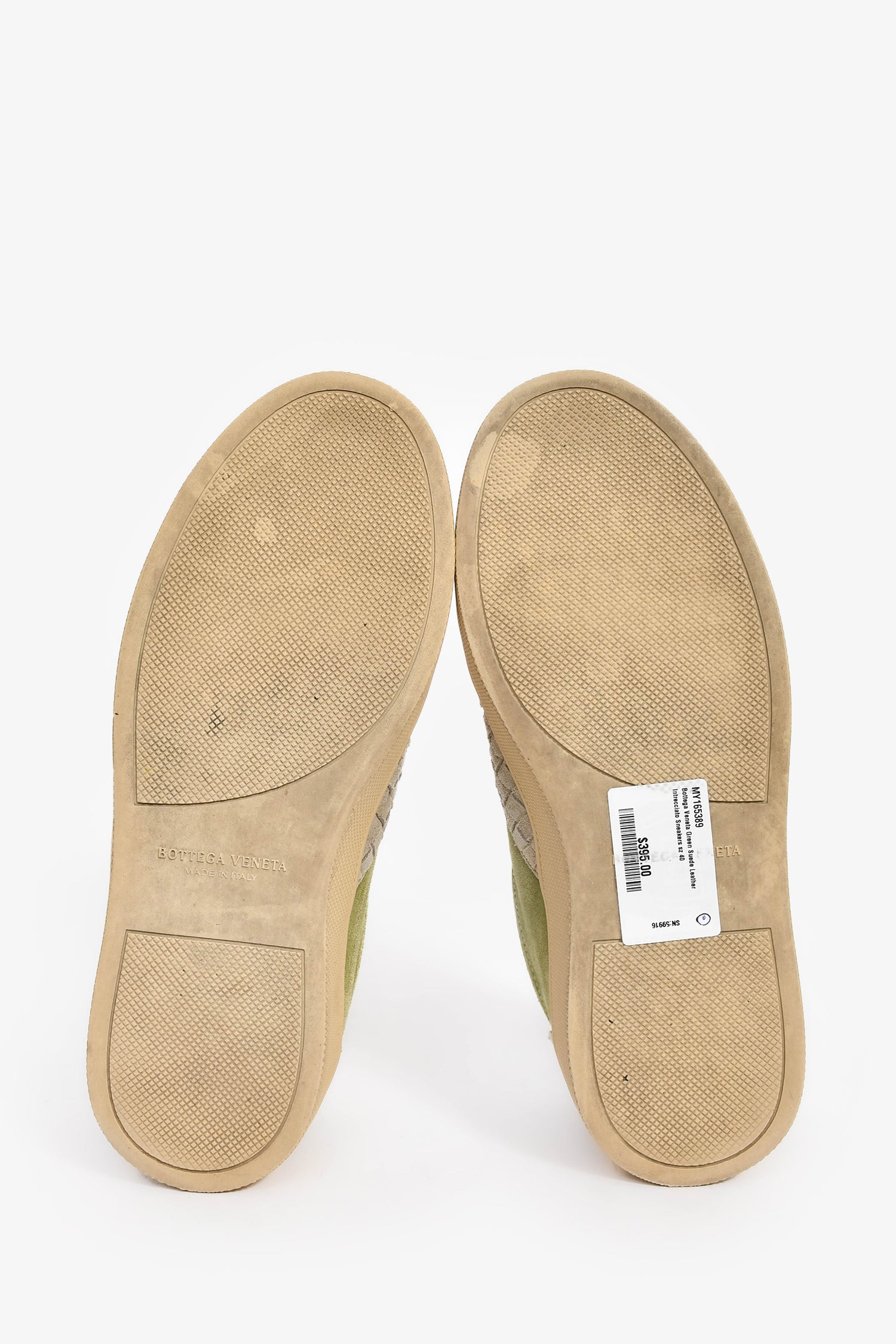Bottega Veneta Green Suede Leather Intrecciato Sneakers Size 40