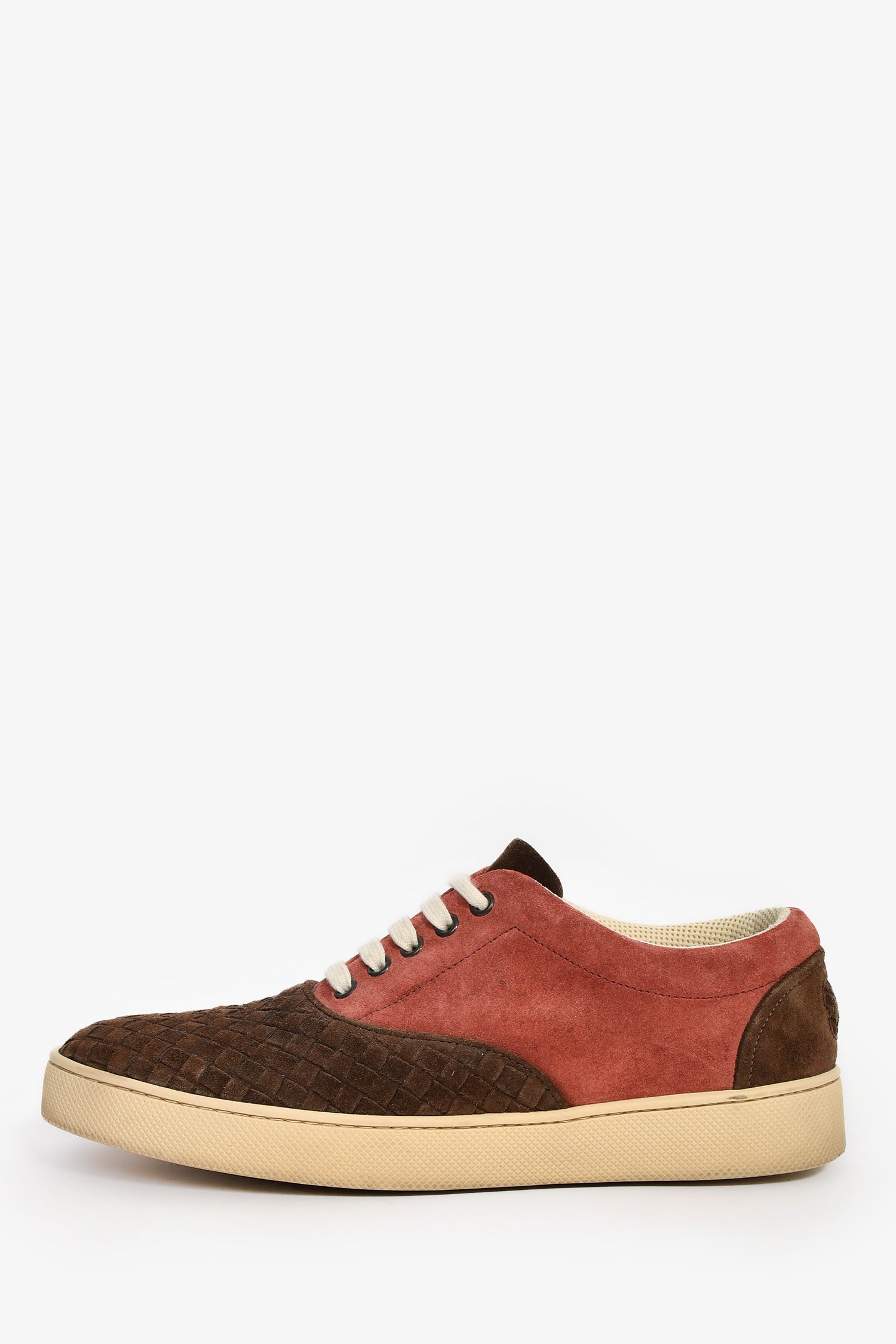 Bottega Veneta Burgundy/Brown Suede Leather Intrecciato Sneakers Size 40