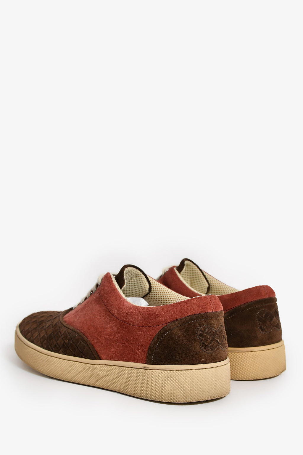 Bottega Veneta Burgundy/Brown Suede Leather Intrecciato Sneakers Size 40