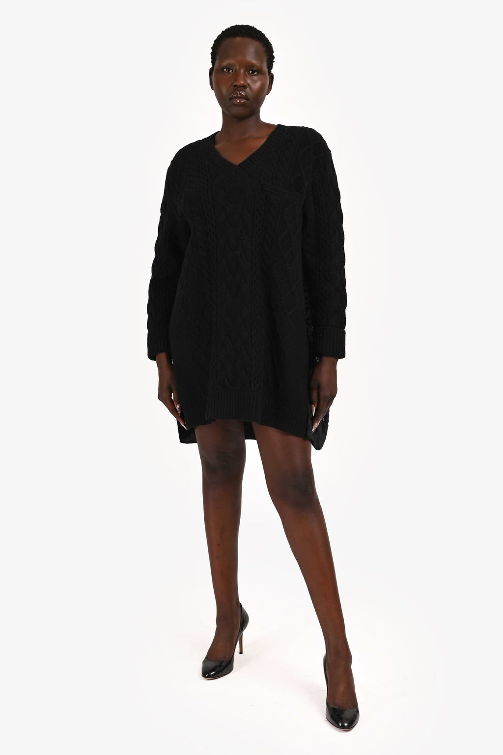 Sacai Black Wool Knit Dress Size 4