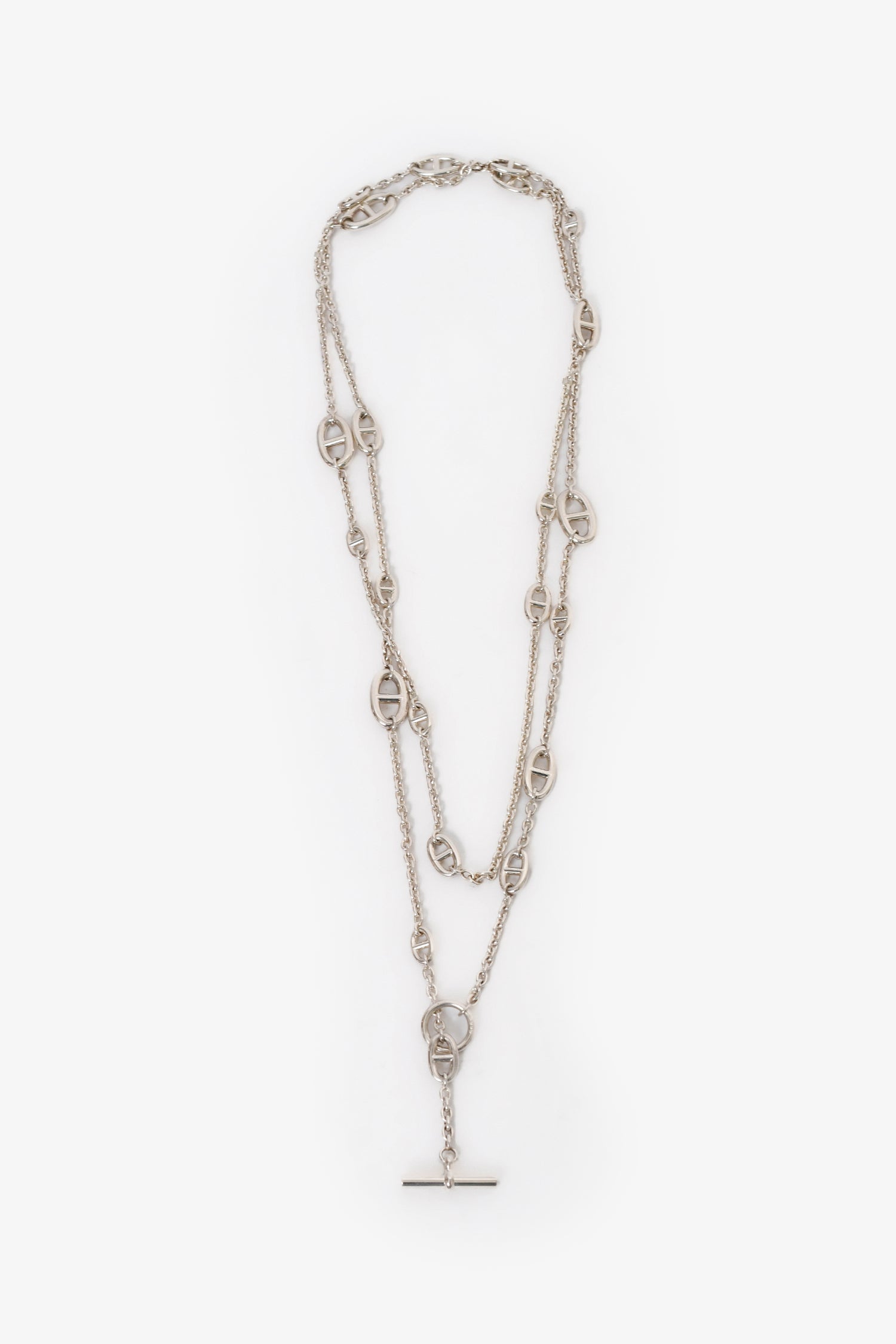 Hermès Sterling Silver Farandole Long Necklace 160