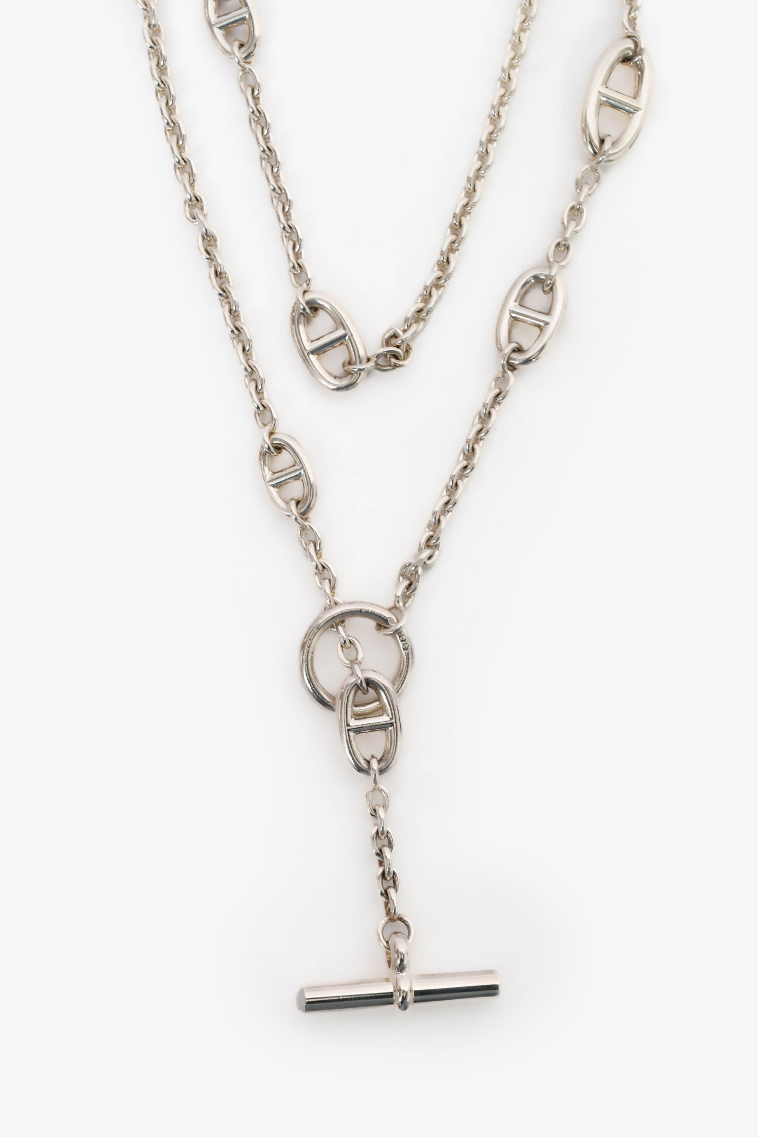 Hermès Sterling Silver Farandole Long Necklace 160
