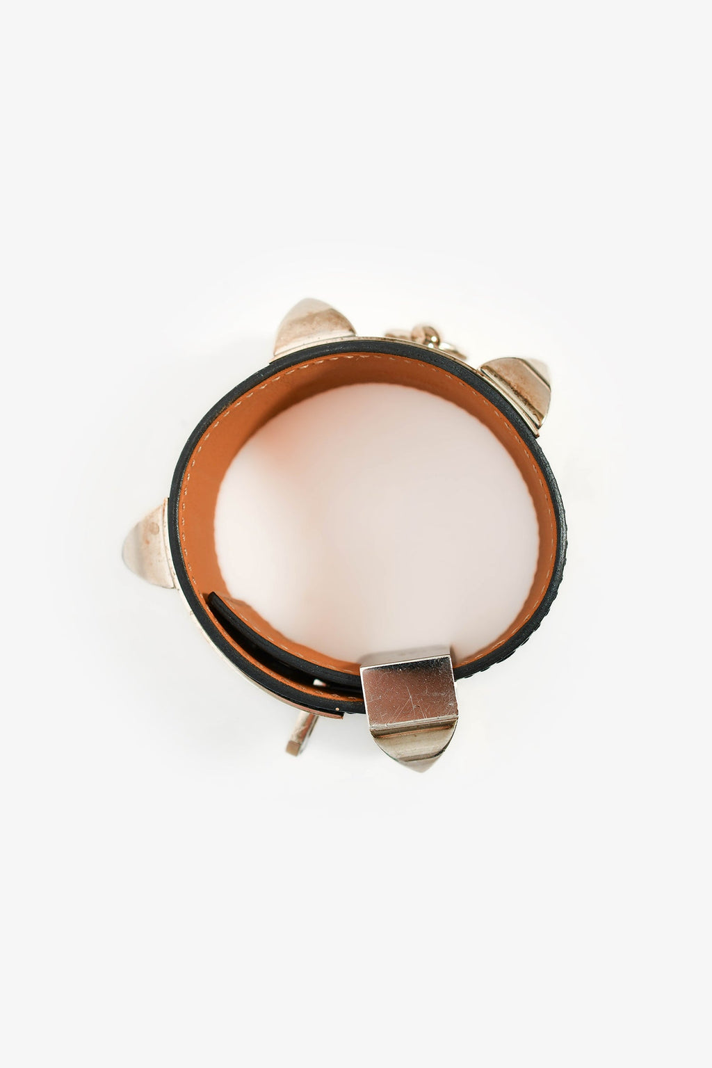 Hermès 2014 Black Leather Silver Collier de Chien Bracelet