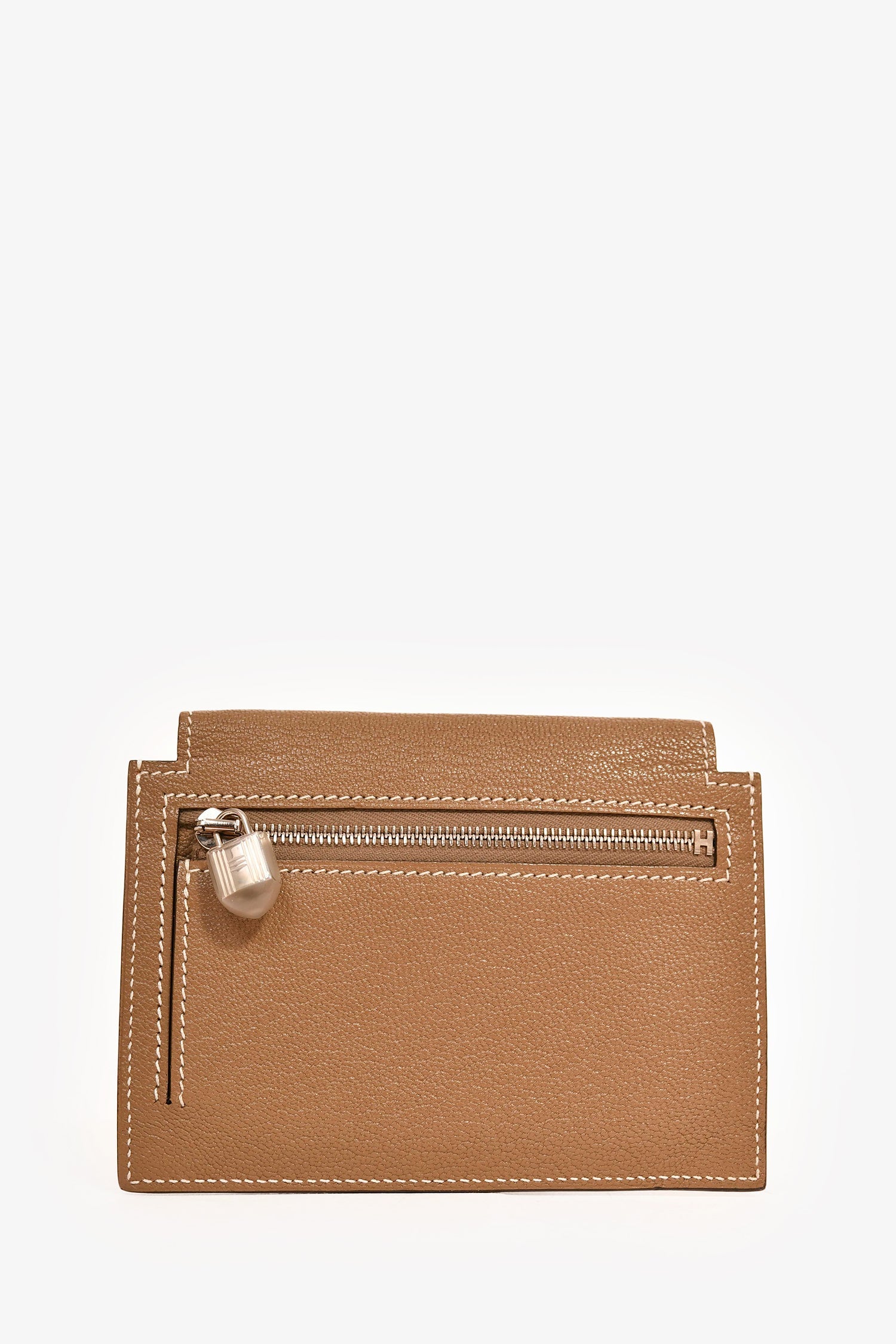Hermès 2022 Etoupe Leather Mysore Goatskin Kelly Pocket Compact Wallet