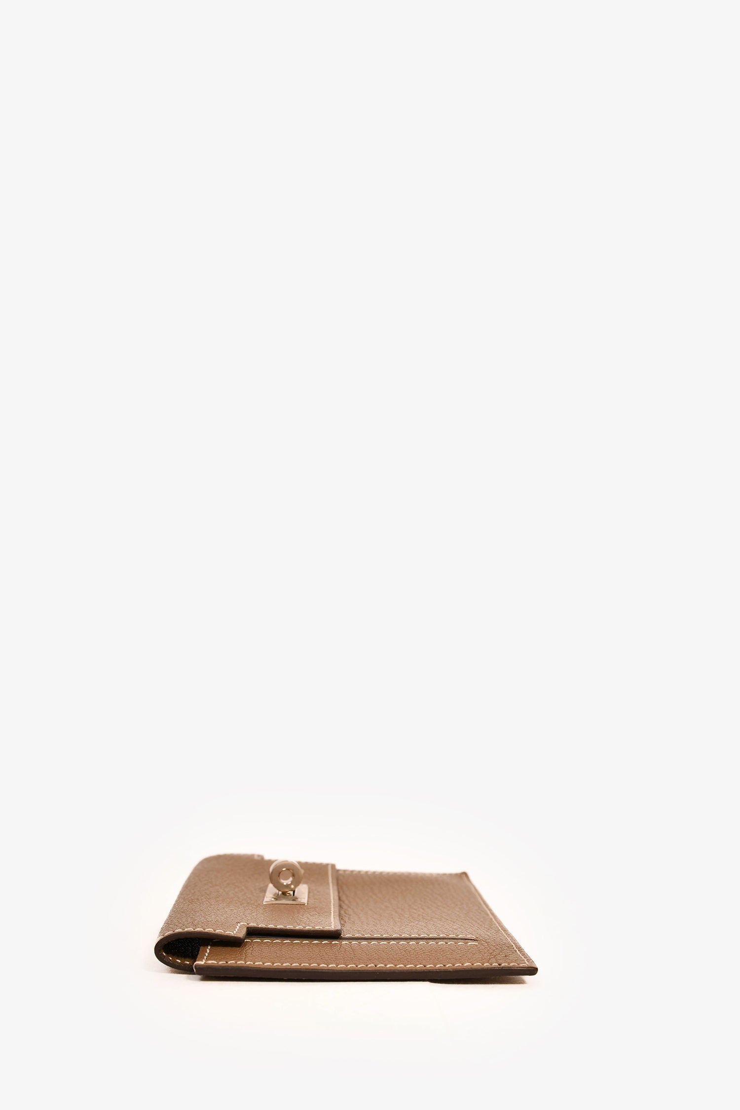 Hermès 2022 Etoupe Leather Mysore Goatskin Kelly Pocket Compact Wallet