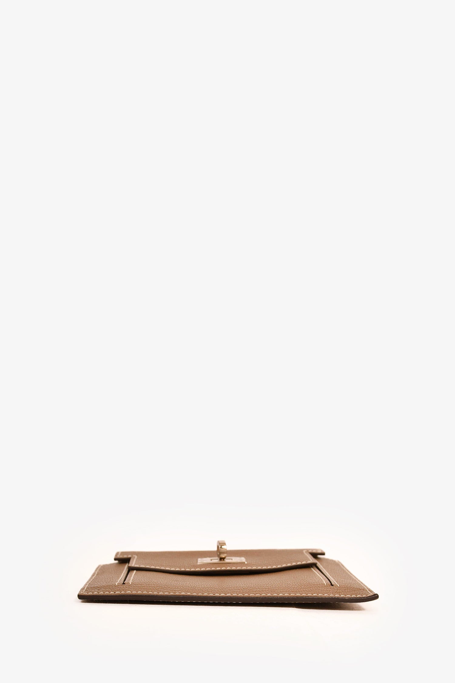 Hermès 2022 Etoupe Leather Mysore Goatskin Kelly Pocket Compact Wallet