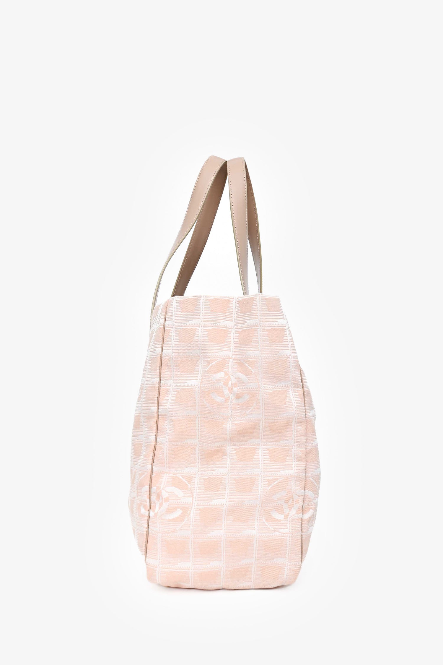 Pre-Loved Chanel™ 2004-5 Pink Canvas Travel Ligne CC Logo Tote