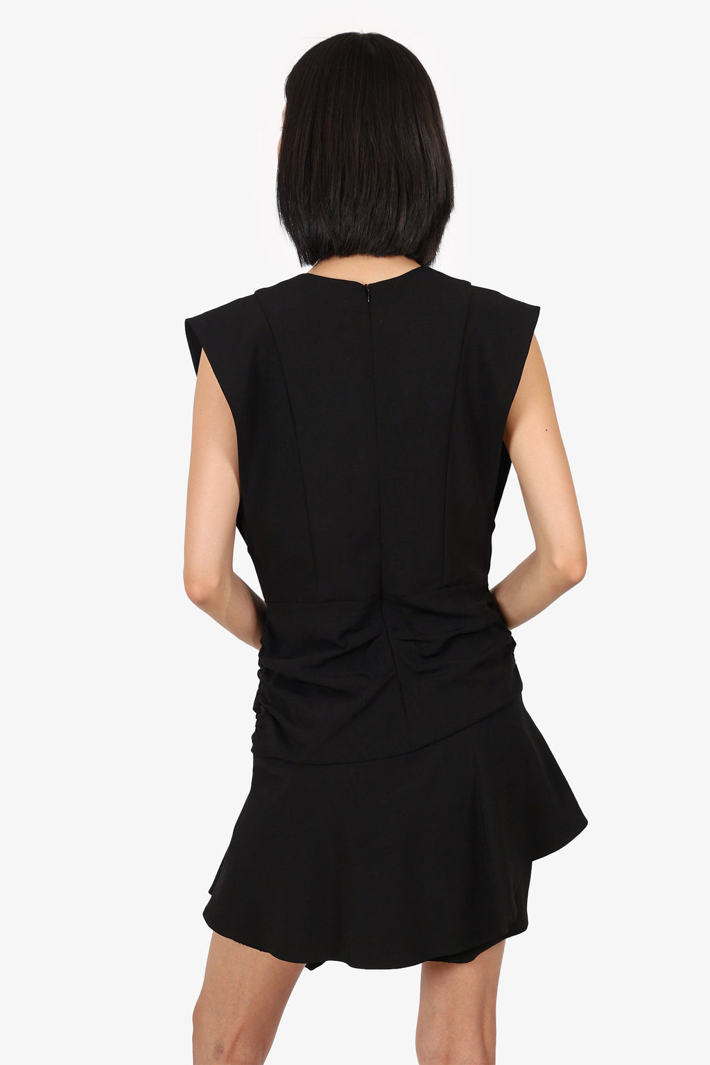 Ba&sh Black Sleeveless Ruched Mini Dress Size L