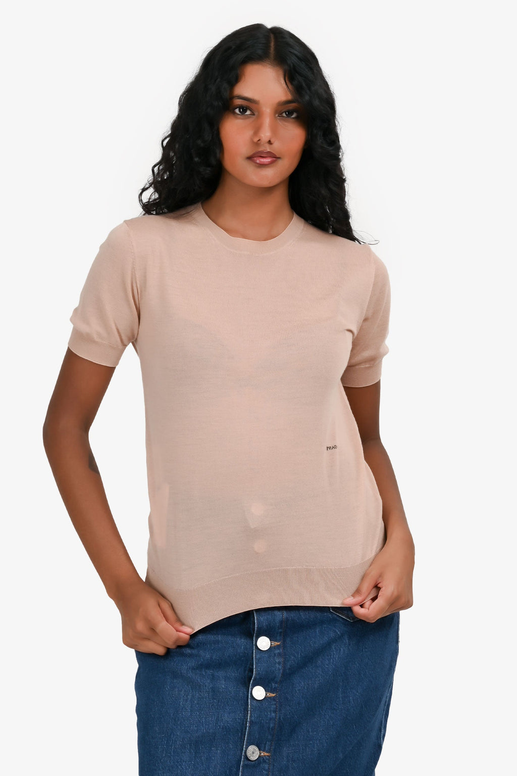 Prada 2020 Blush Wool SS Top Size 40
