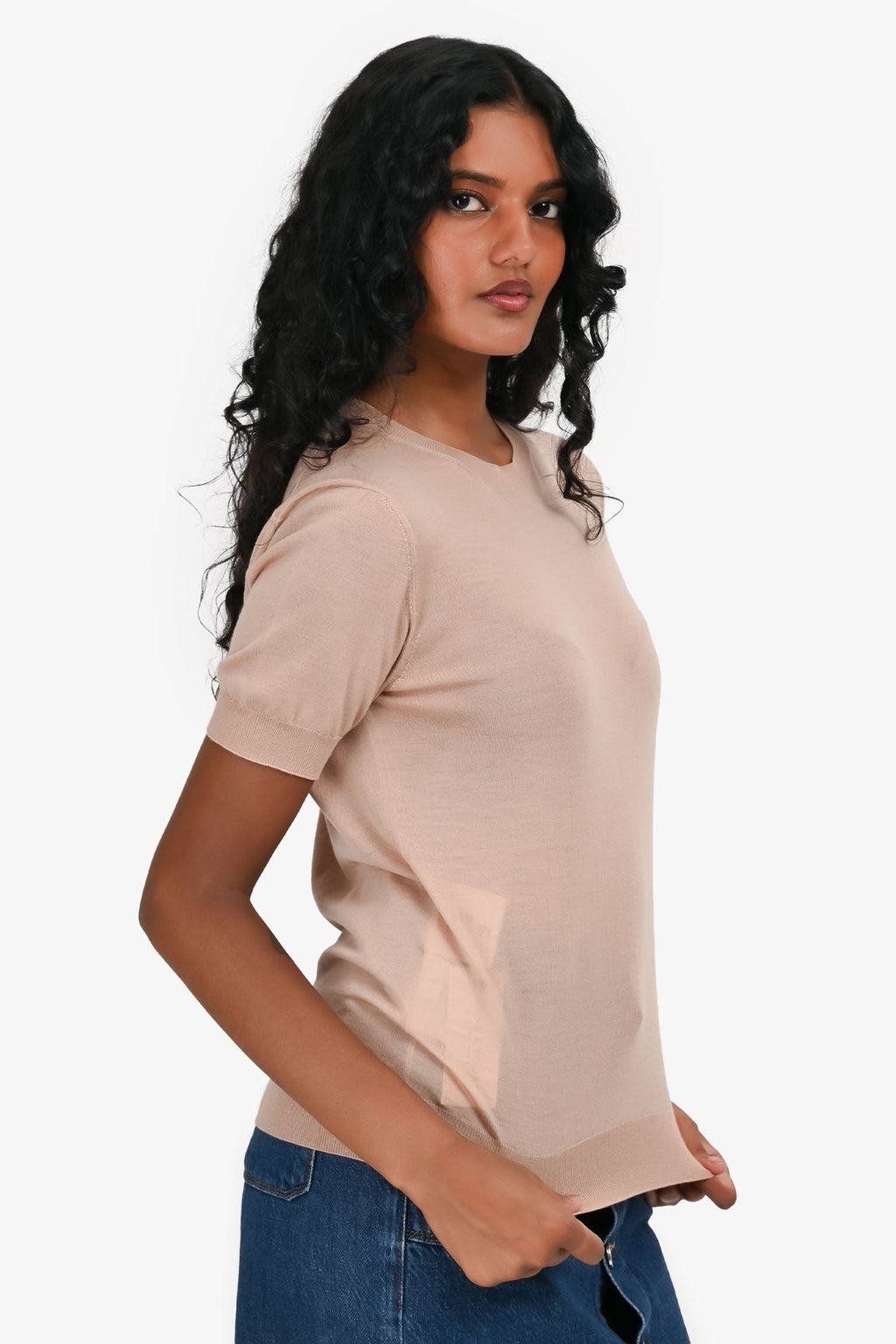 Prada 2020 Blush Wool SS Top Size 40