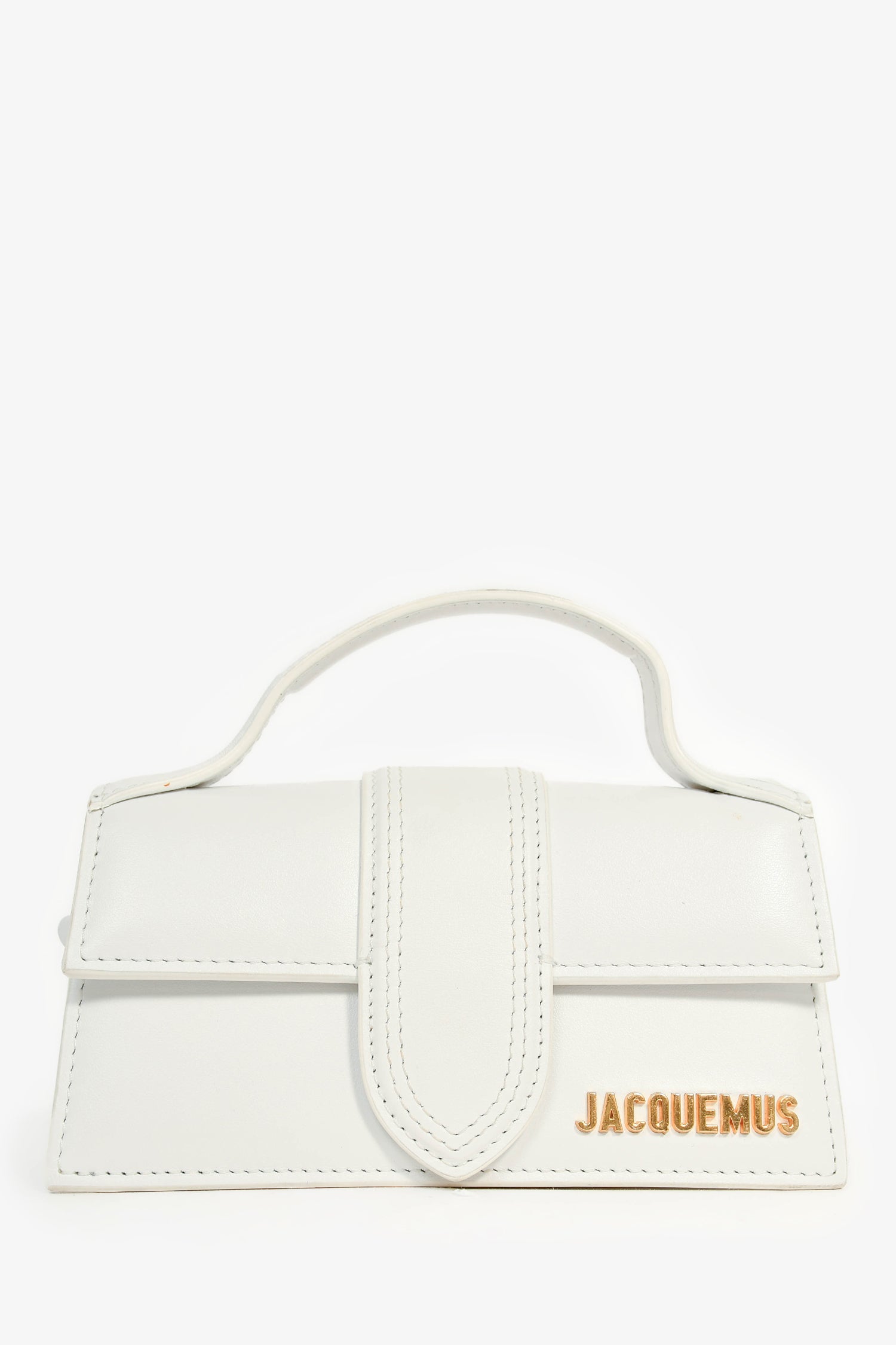 Jacquemus White Leather Le Bambino Top Handle with Strap