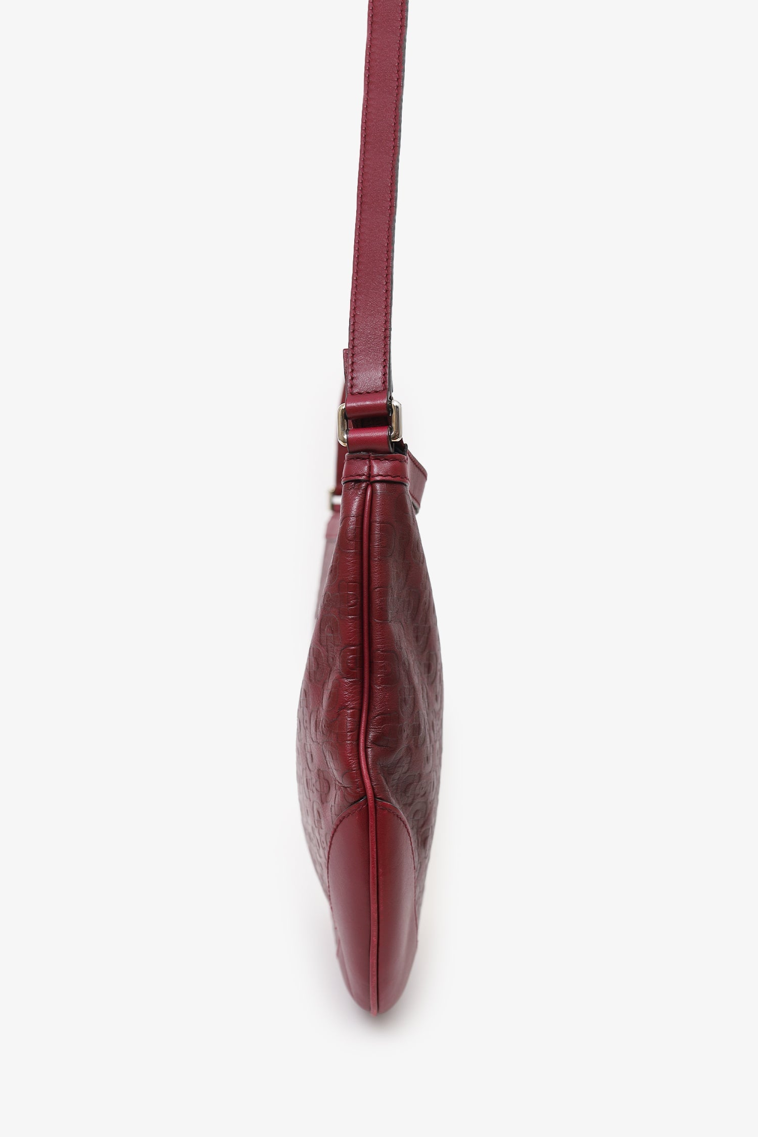 Gucci Burgundy Calfskin Horsebit Embossed Crossbody