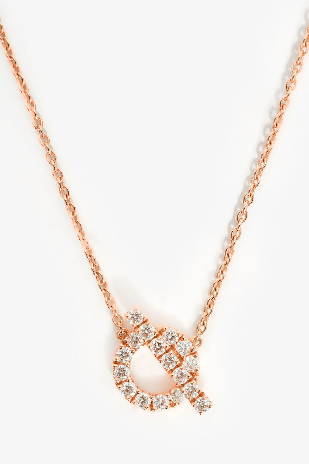 Hermès 2025 18K Rose Gold Diamond Finesse Pendant Necklace