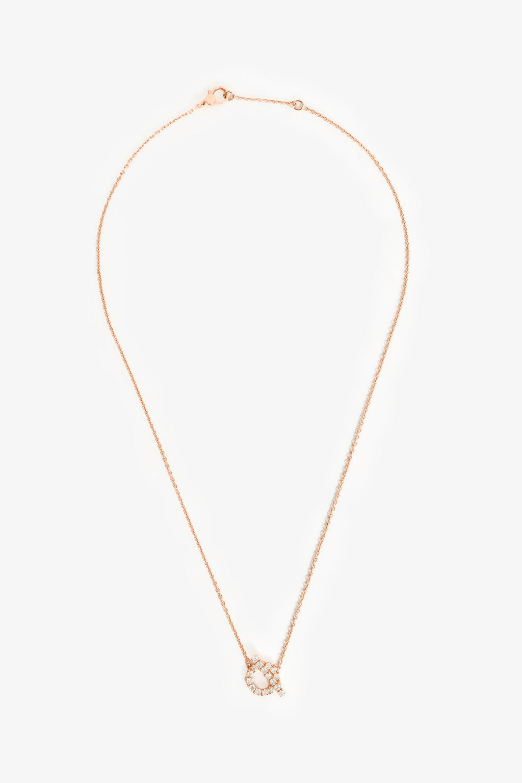 Hermès 2025 18K Rose Gold Diamond Finesse Pendant Necklace