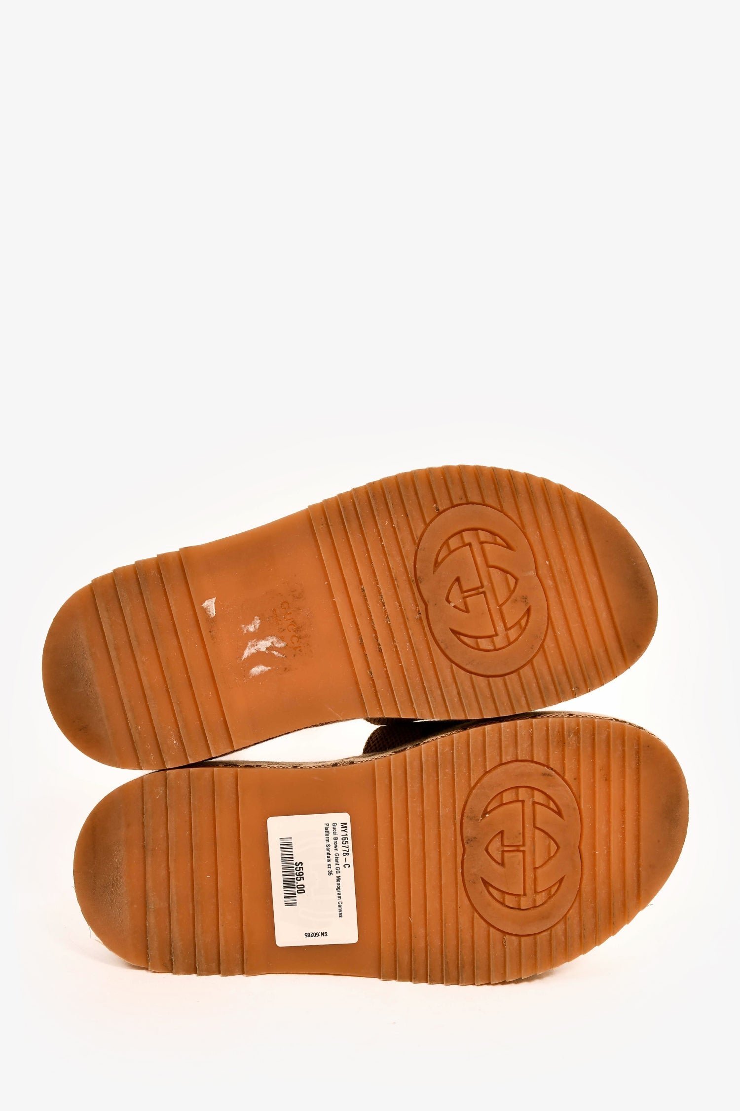 Gucci Brown Giant GG Monogram Canvas Platform Sandals Size 35
