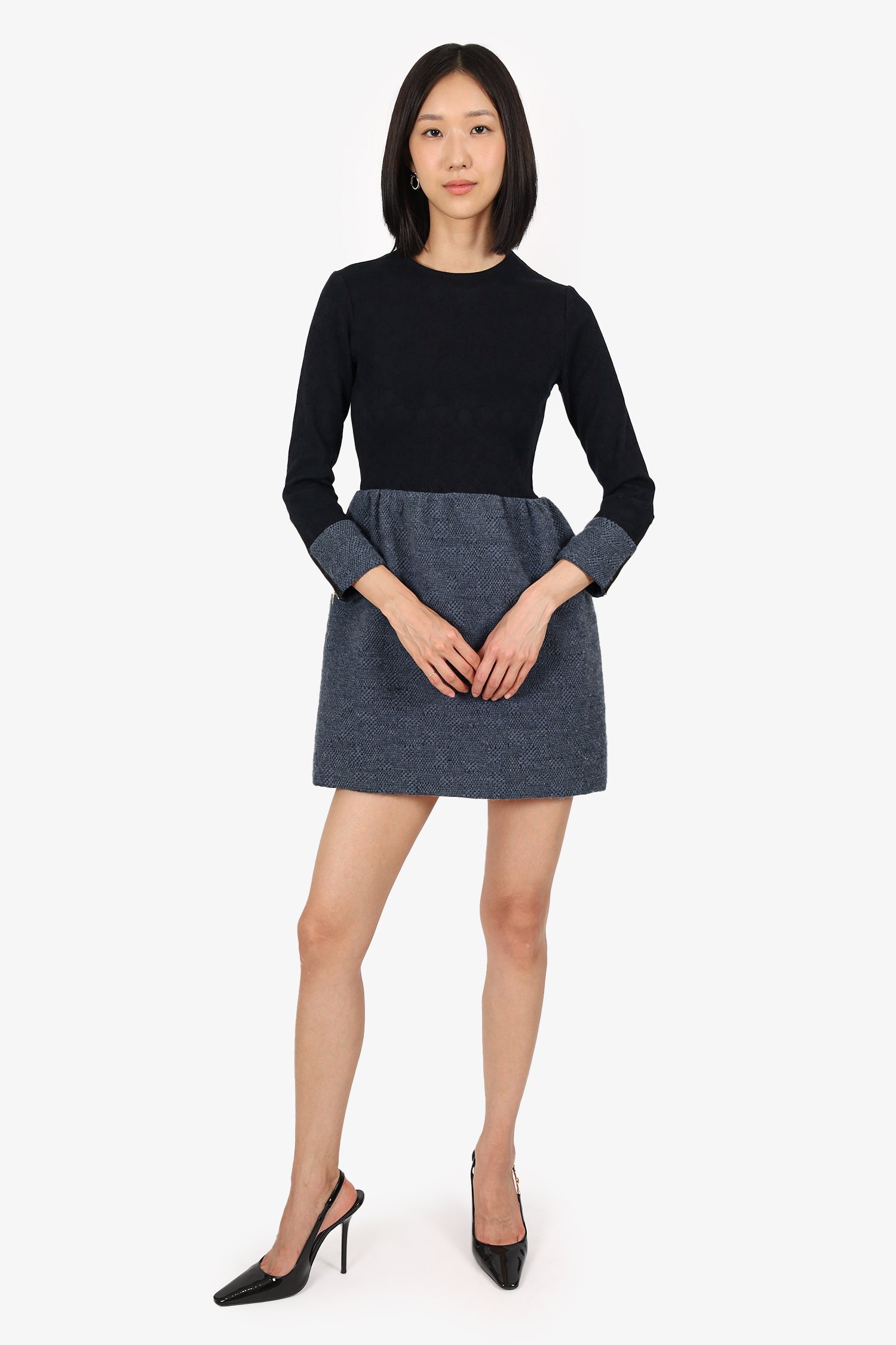The Row Black/Grey Jacquard Knitted Dress Size 6