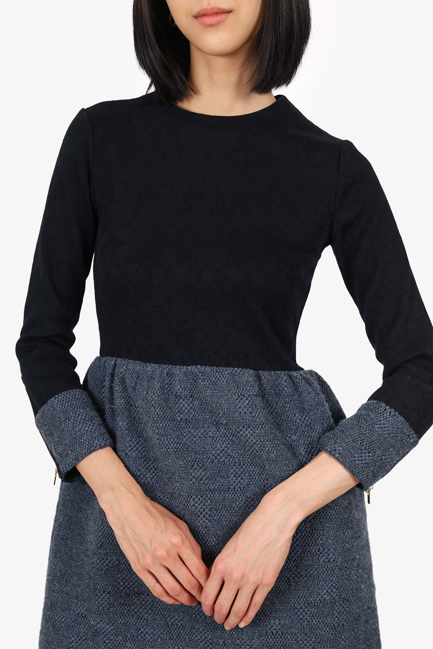 The Row Black/Grey Jacquard Knitted Dress Size 6