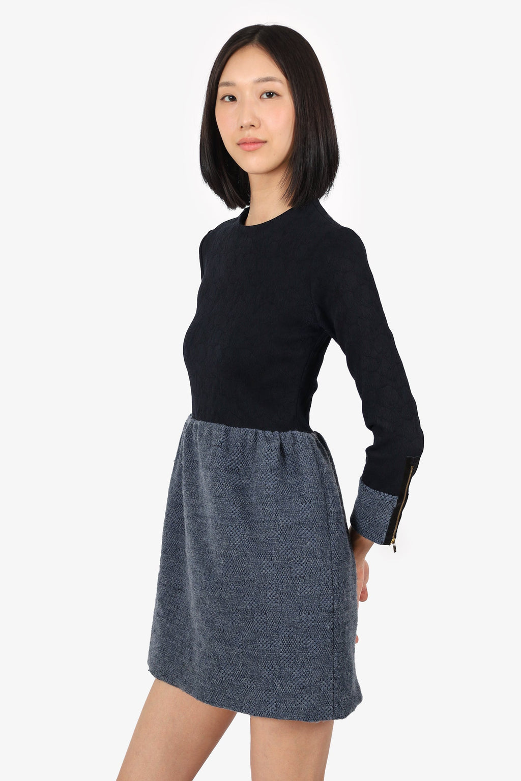 The Row Black/Grey Jacquard Knitted Dress Size 6