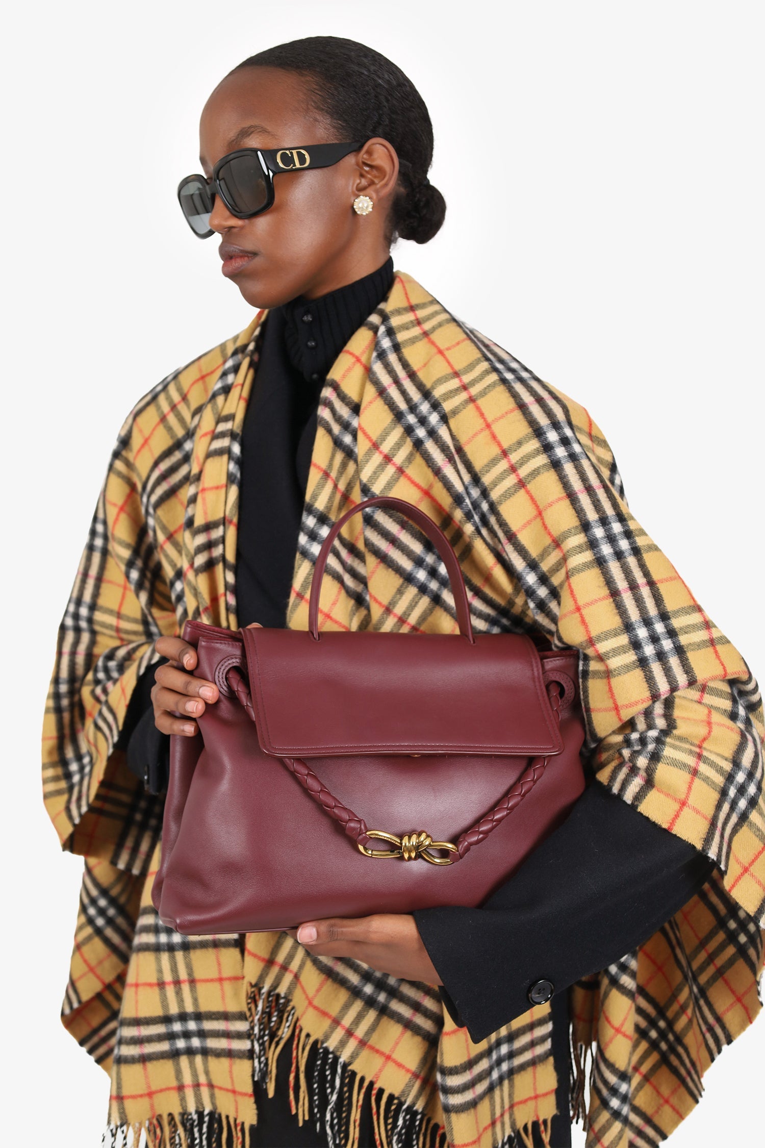 Bottega Veneta Burgundy Leather Ciao Ciao Satchel